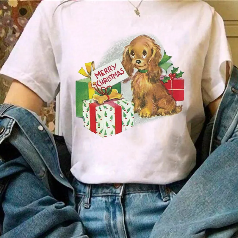 Merry Christmas Women White T-Shirt Y