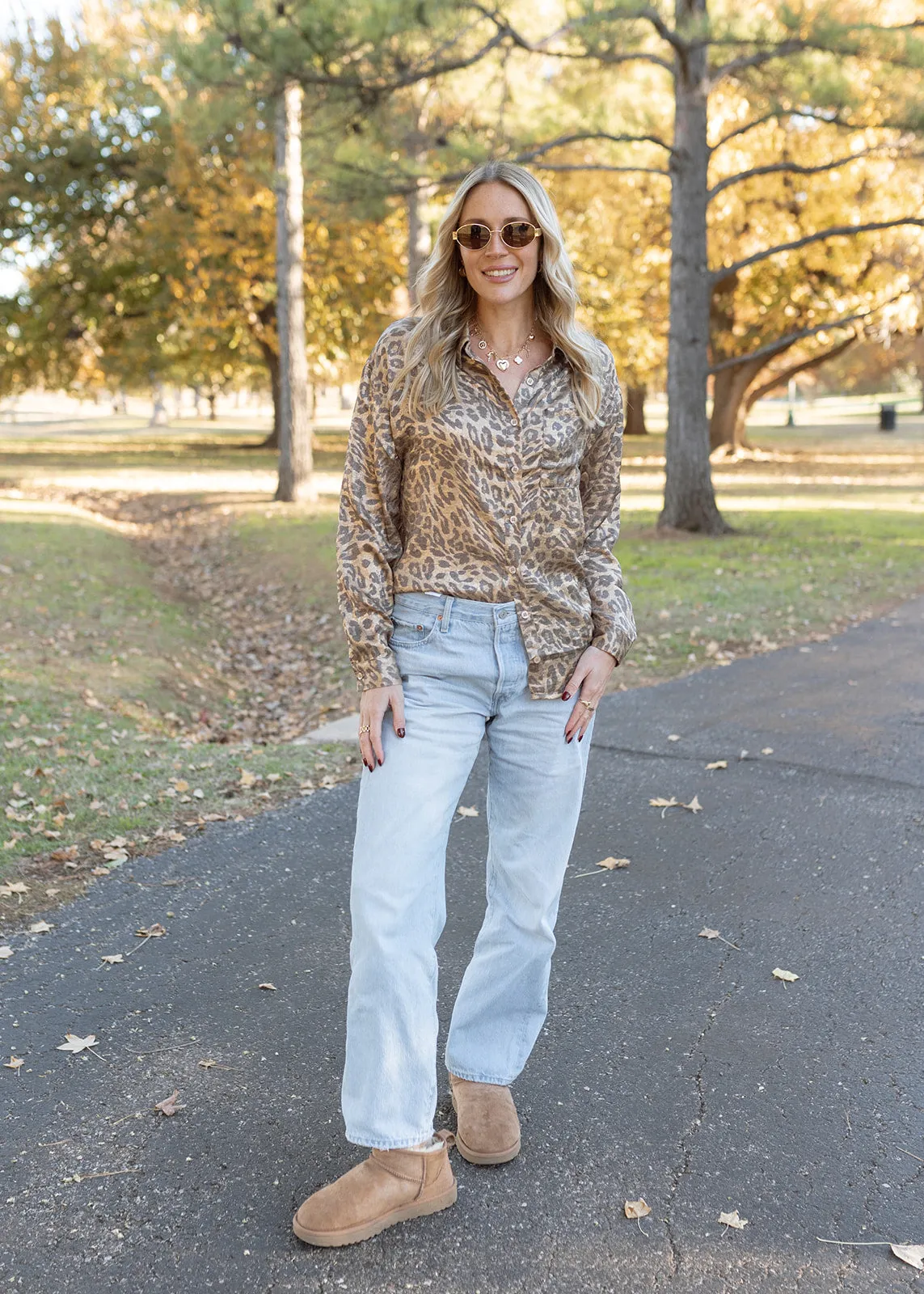 Metallic Brown Leopard Top