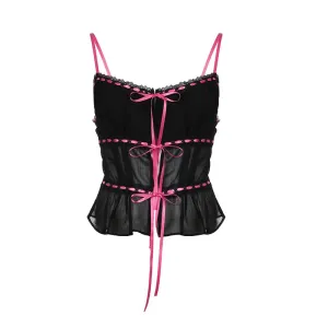 Mia Black Ribbon Top
