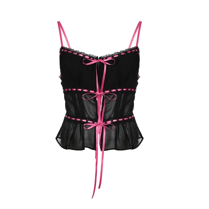 Mia Black Ribbon Top