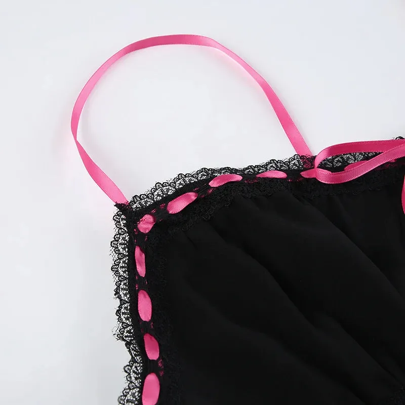Mia Black Ribbon Top