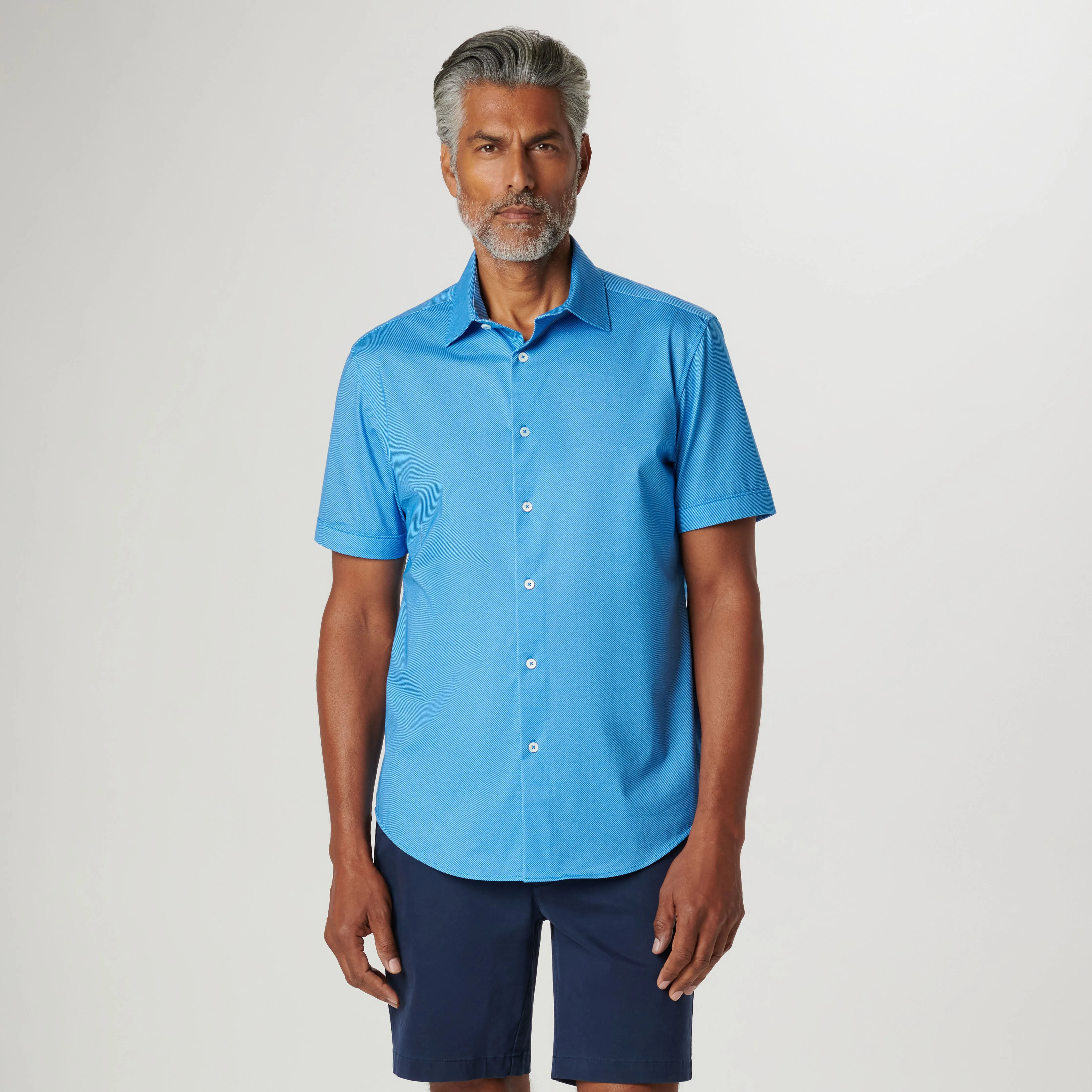 Miles Diagonal Pin Stripe OoohCotton Short Sleeve Shirt