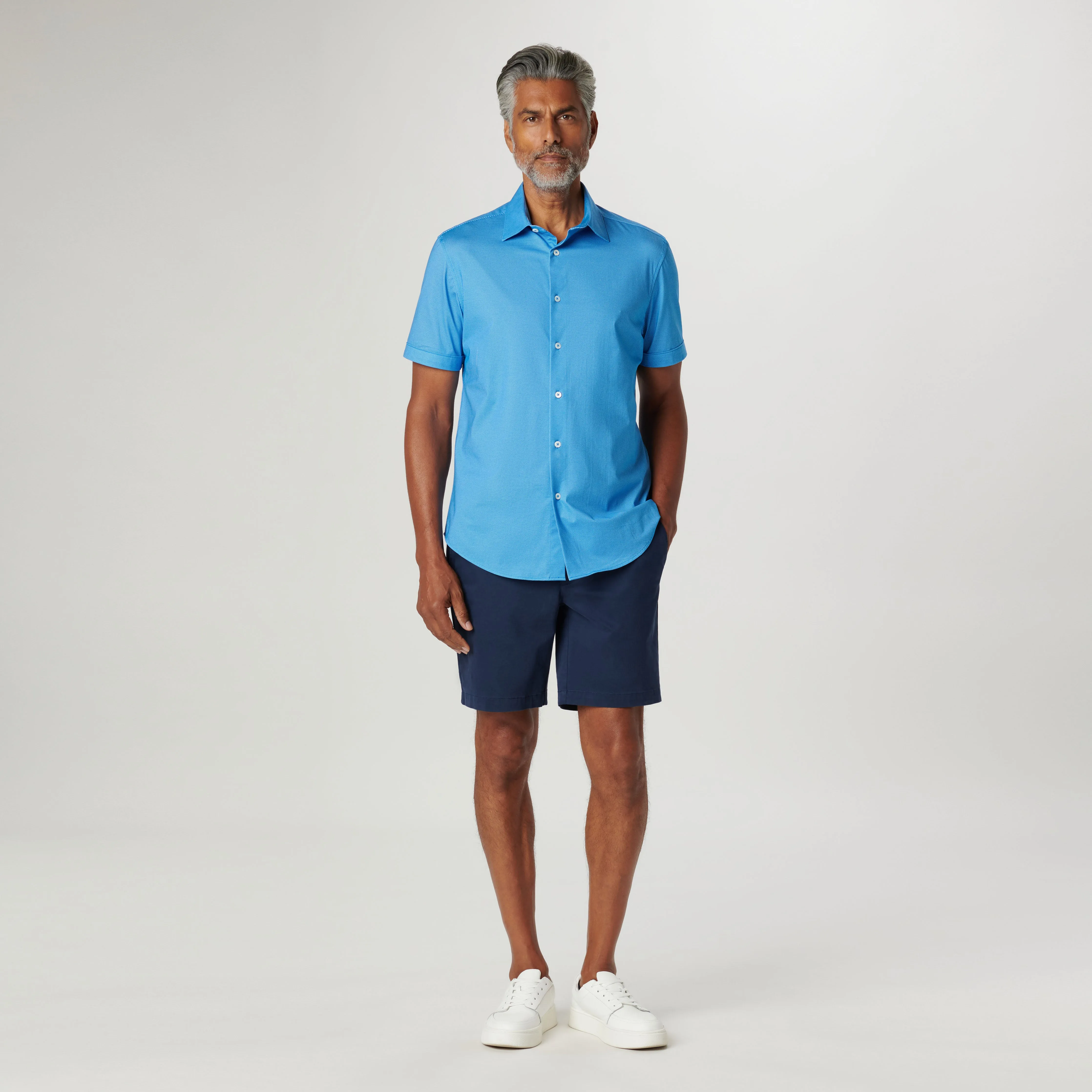 Miles Diagonal Pin Stripe OoohCotton Short Sleeve Shirt