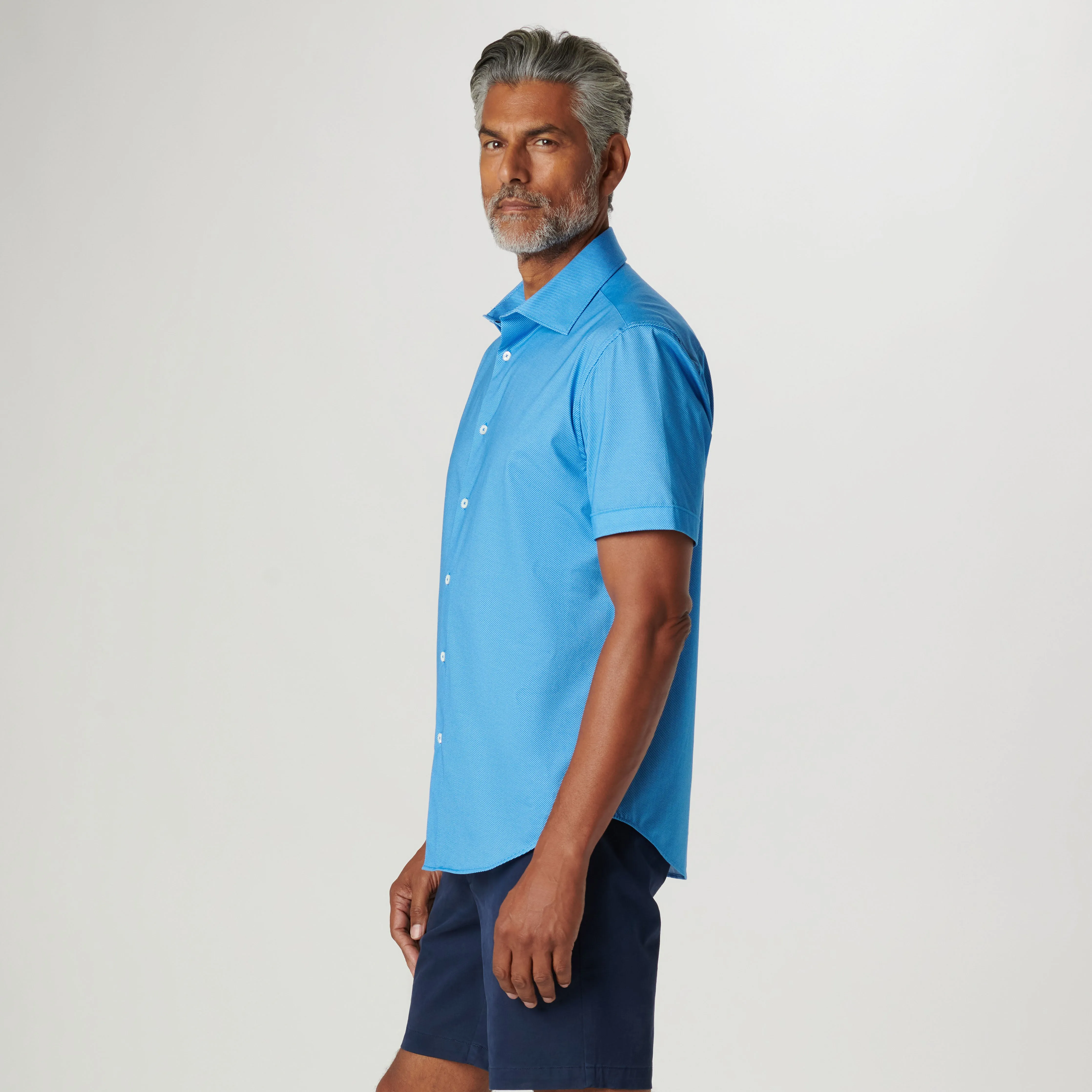 Miles Diagonal Pin Stripe OoohCotton Short Sleeve Shirt