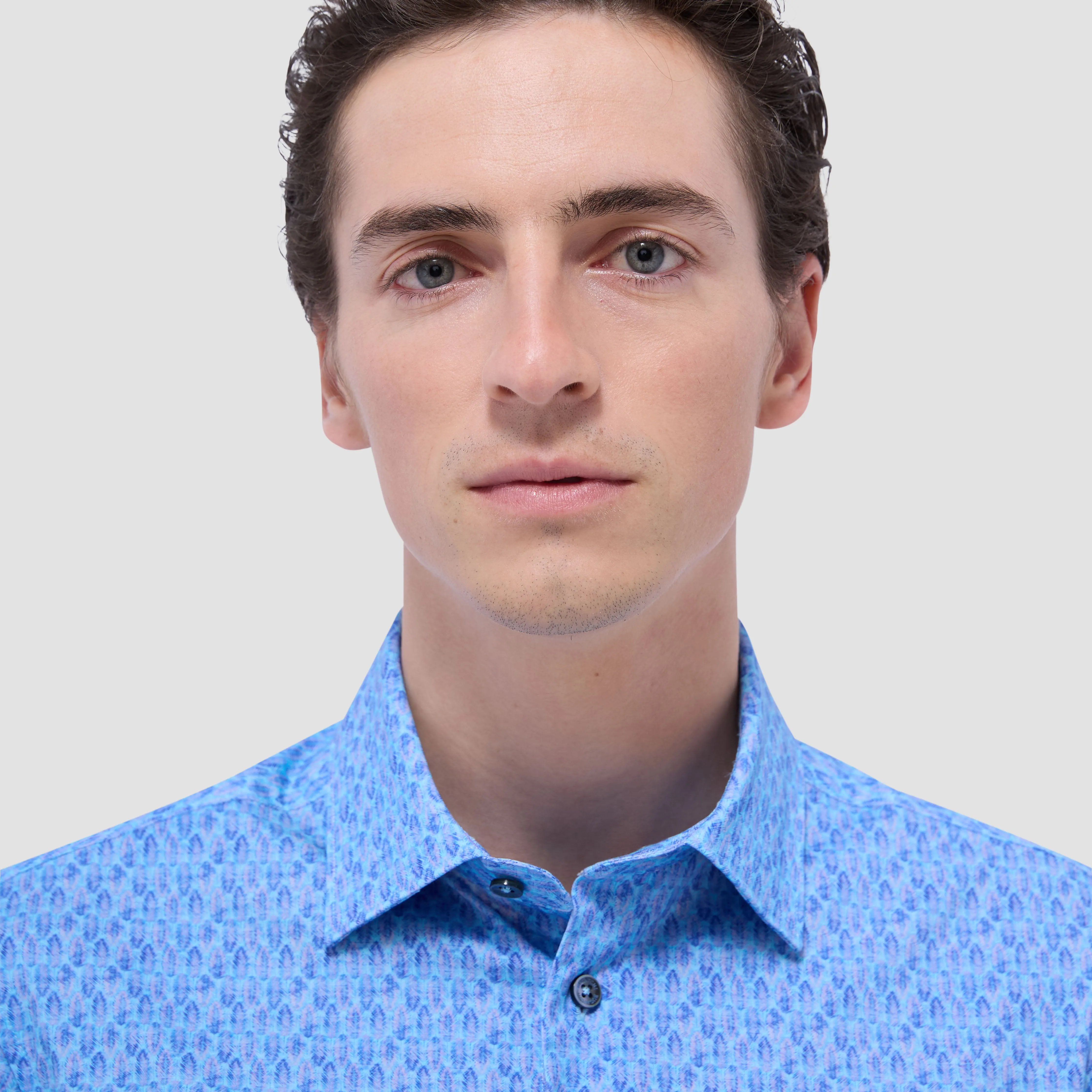 Miles Feather Print OoohCotton Short-Sleeve Shirt