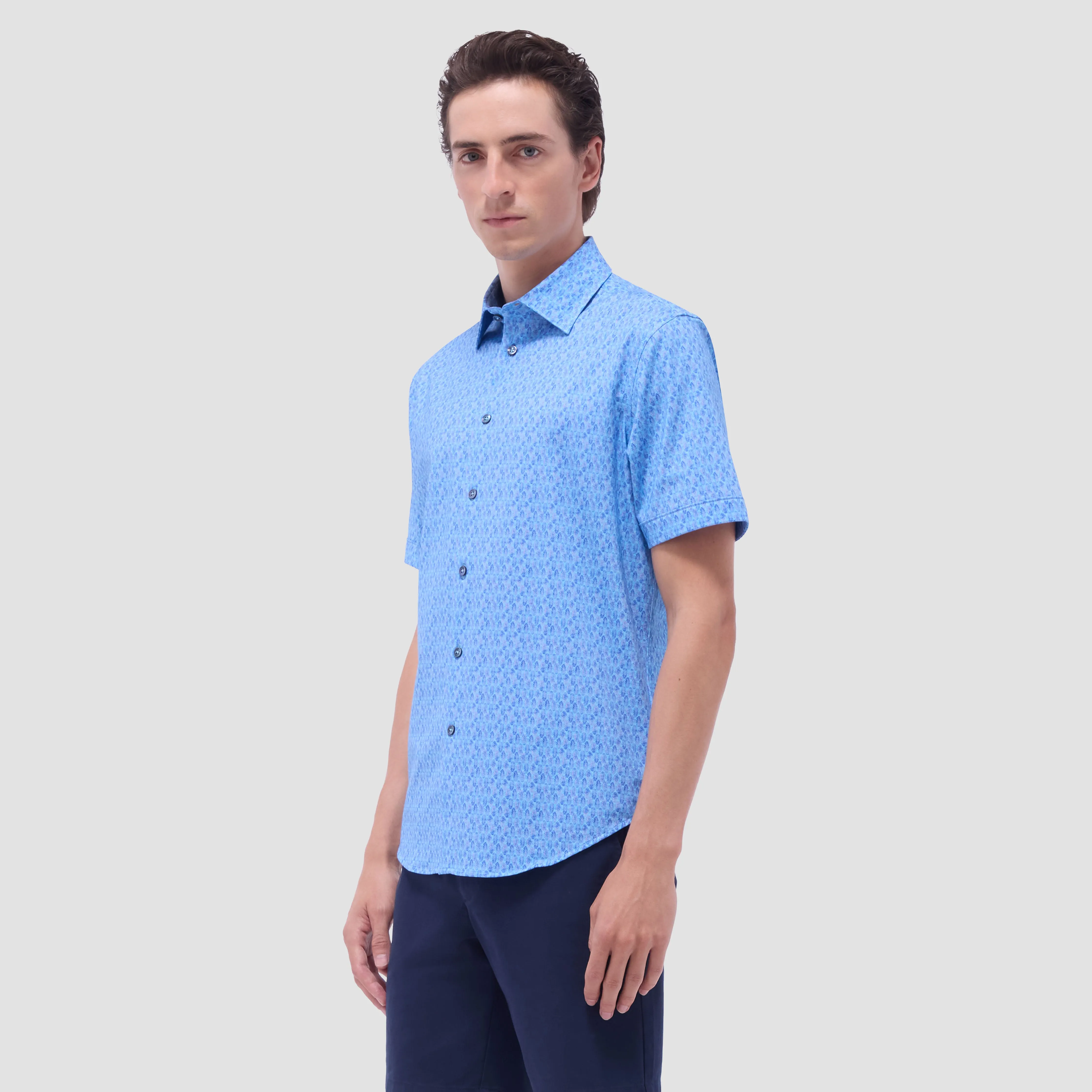 Miles Feather Print OoohCotton Short-Sleeve Shirt