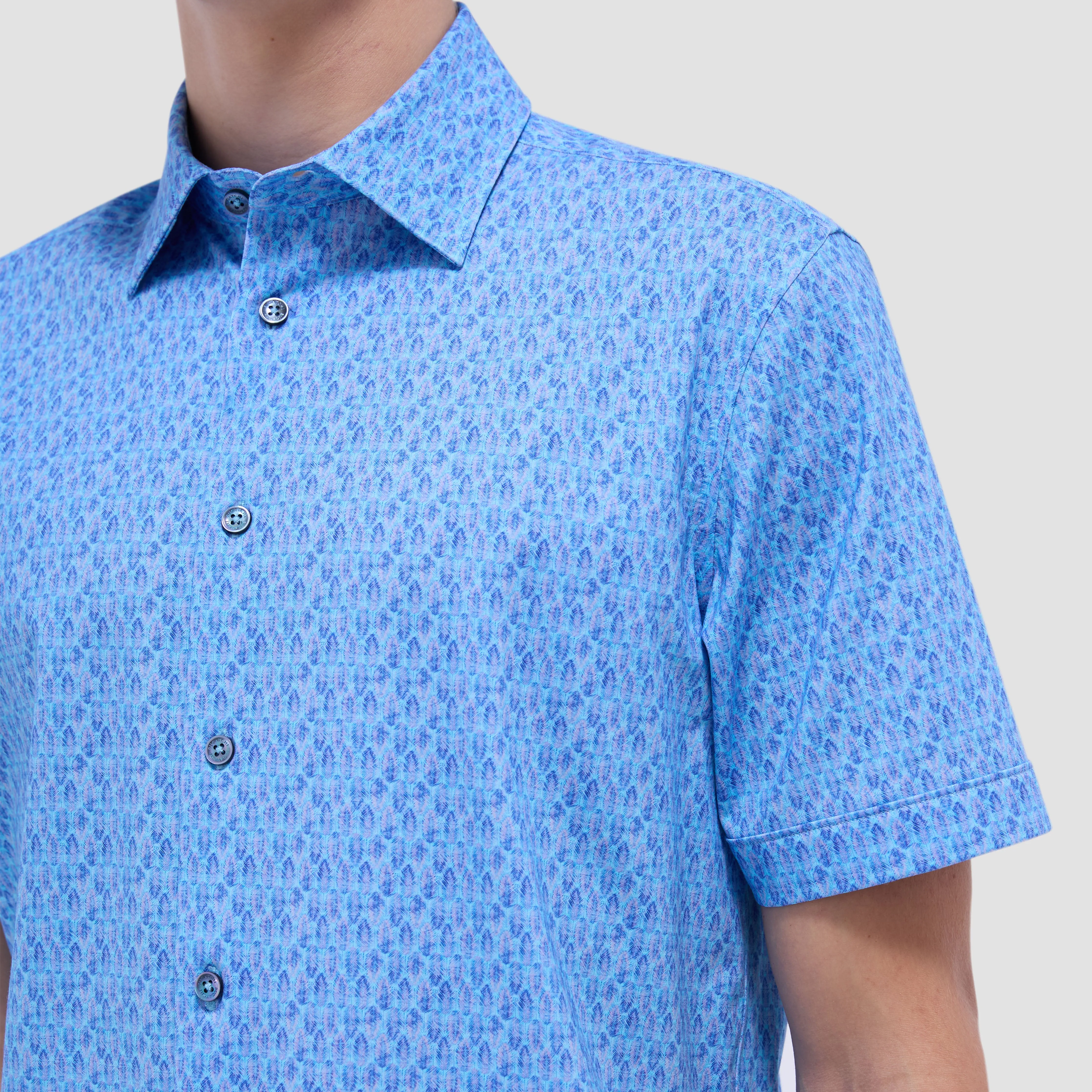 Miles Feather Print OoohCotton Short-Sleeve Shirt