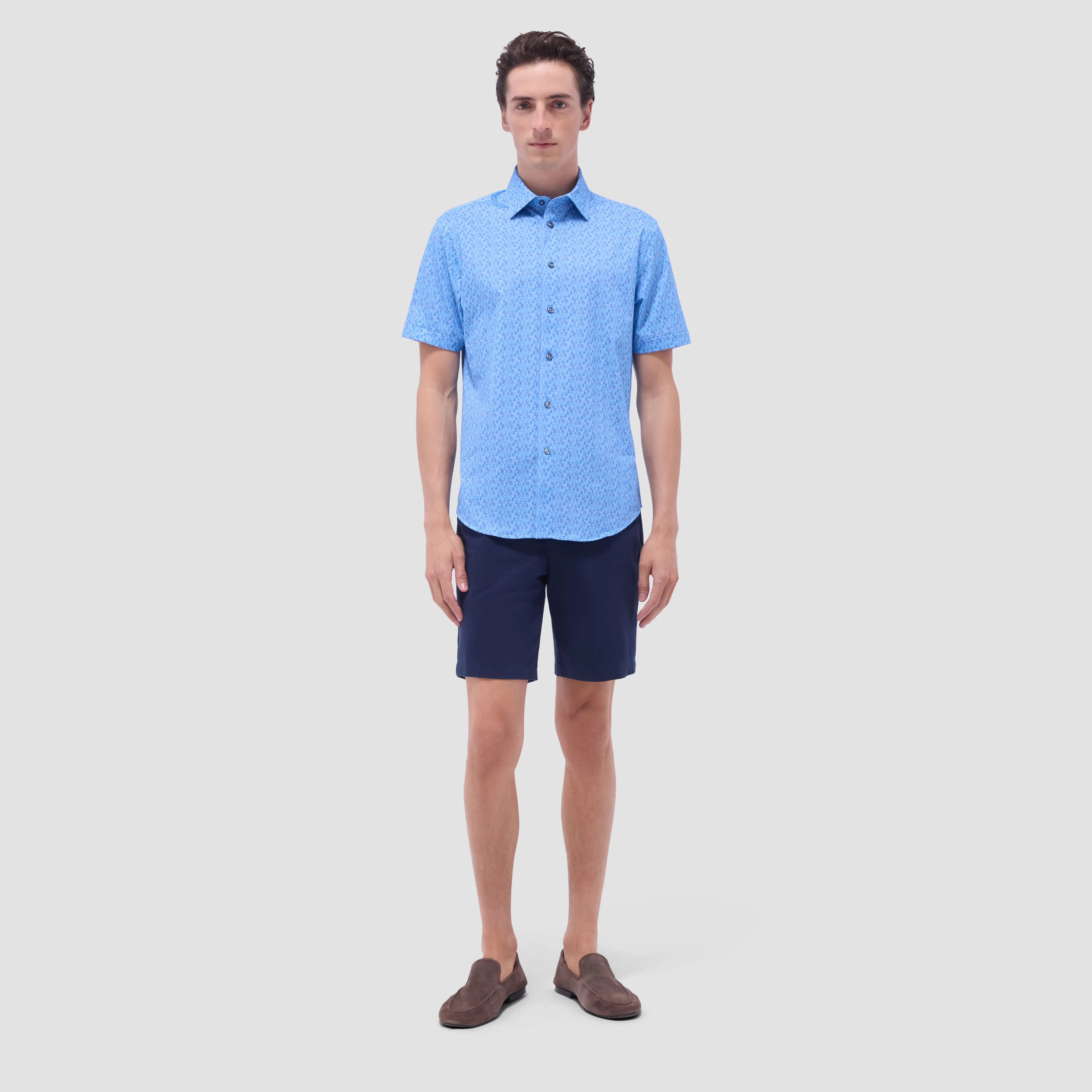 Miles Feather Print OoohCotton Short-Sleeve Shirt