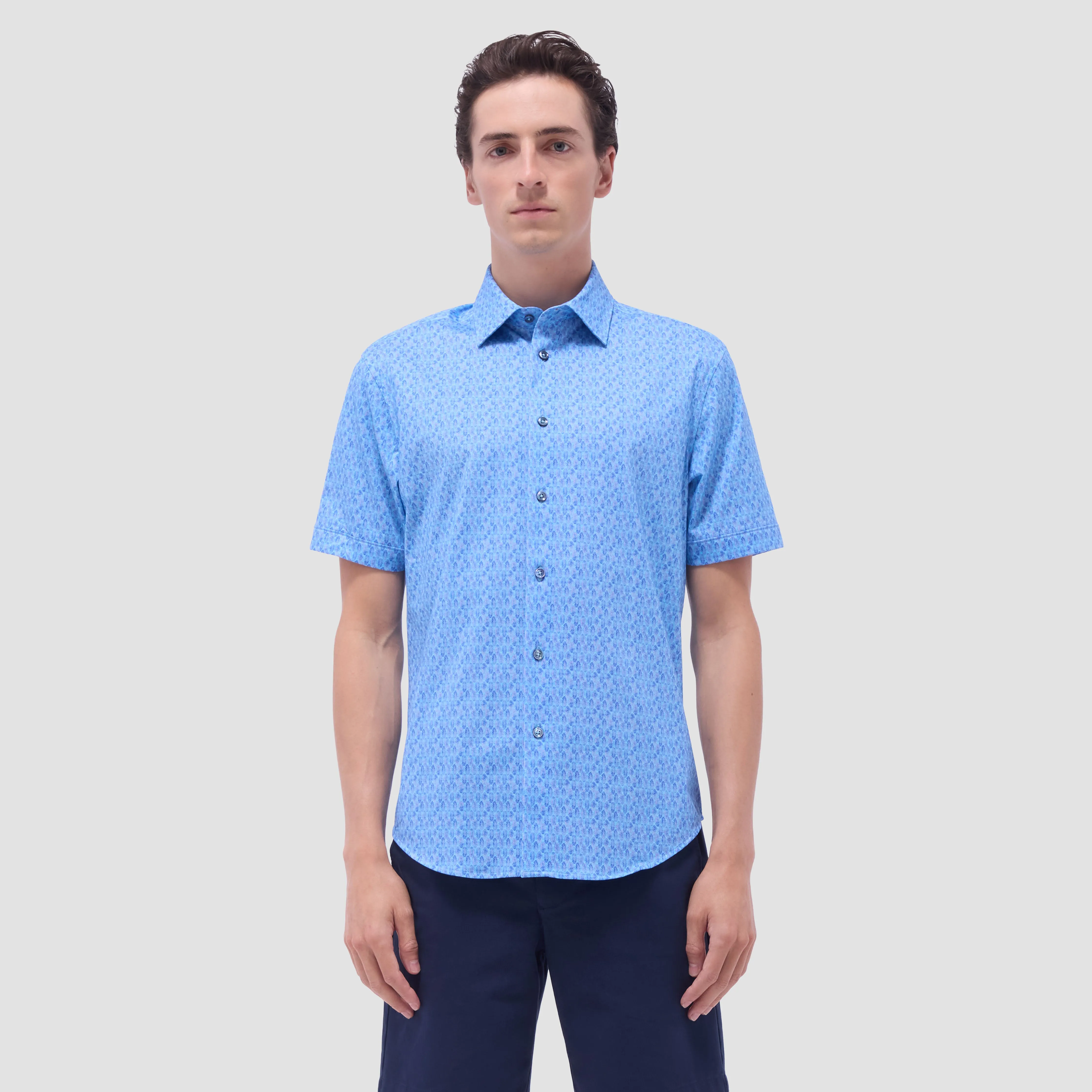 Miles Feather Print OoohCotton Short-Sleeve Shirt