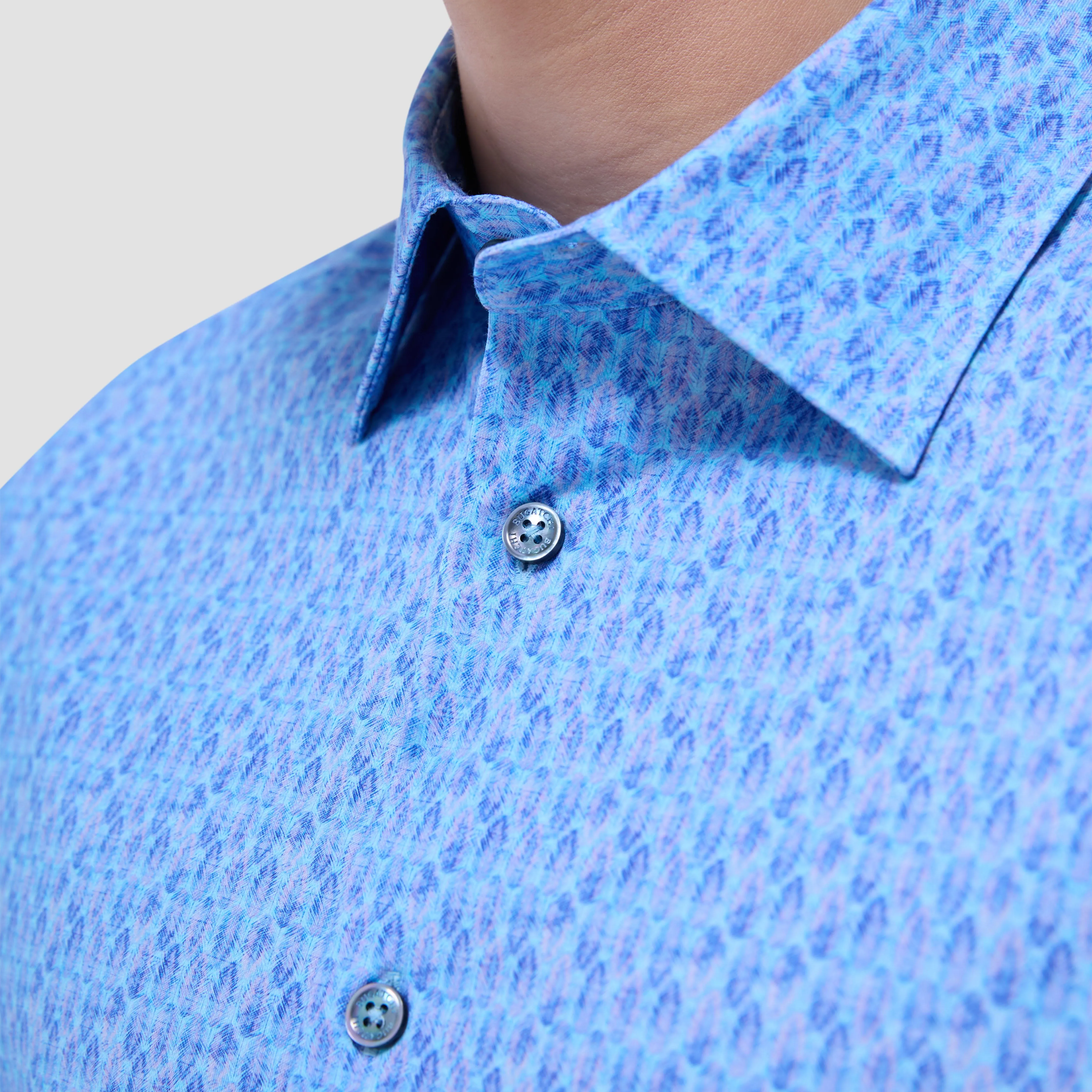 Miles Feather Print OoohCotton Short-Sleeve Shirt
