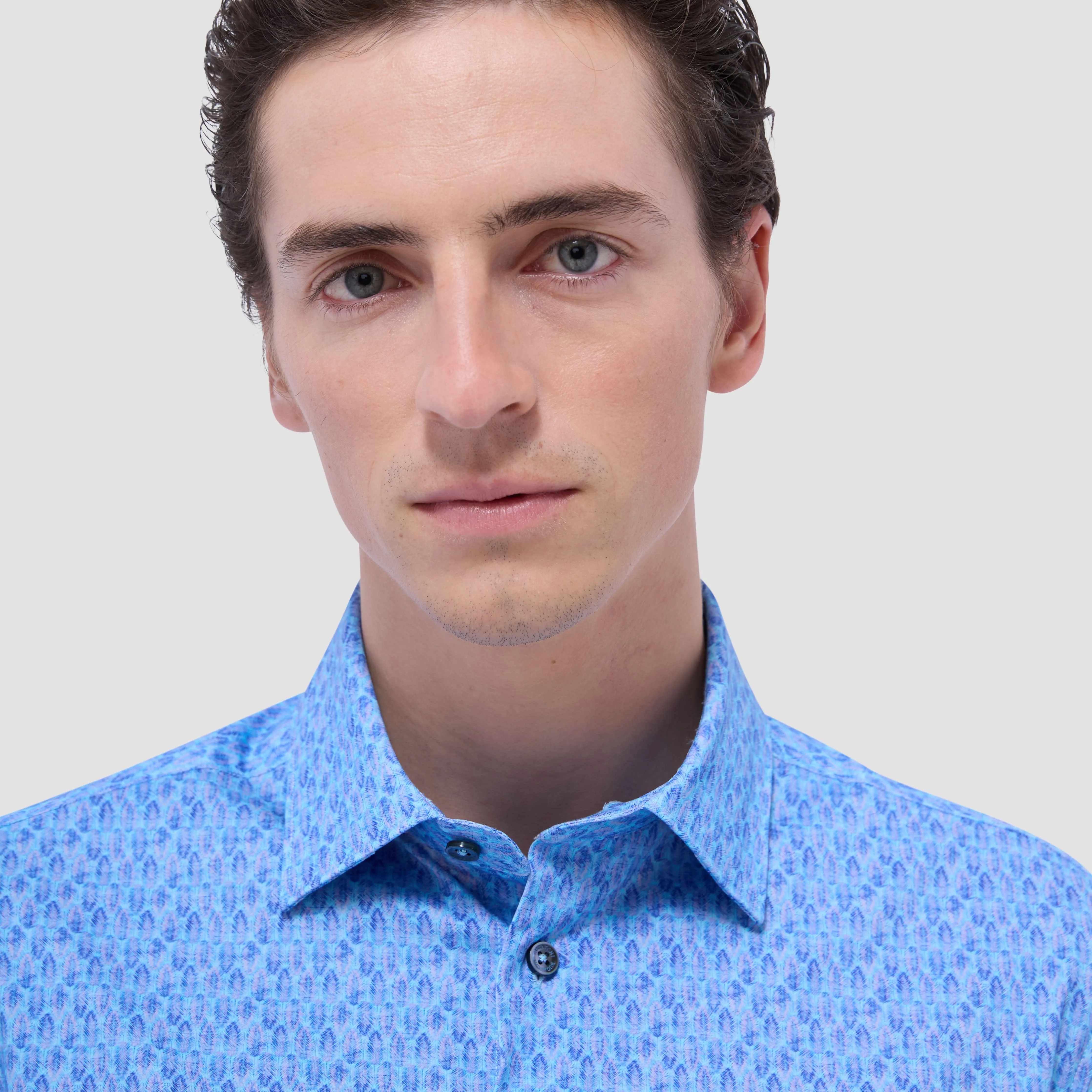 Miles Feather Print OoohCotton Short-Sleeve Shirt