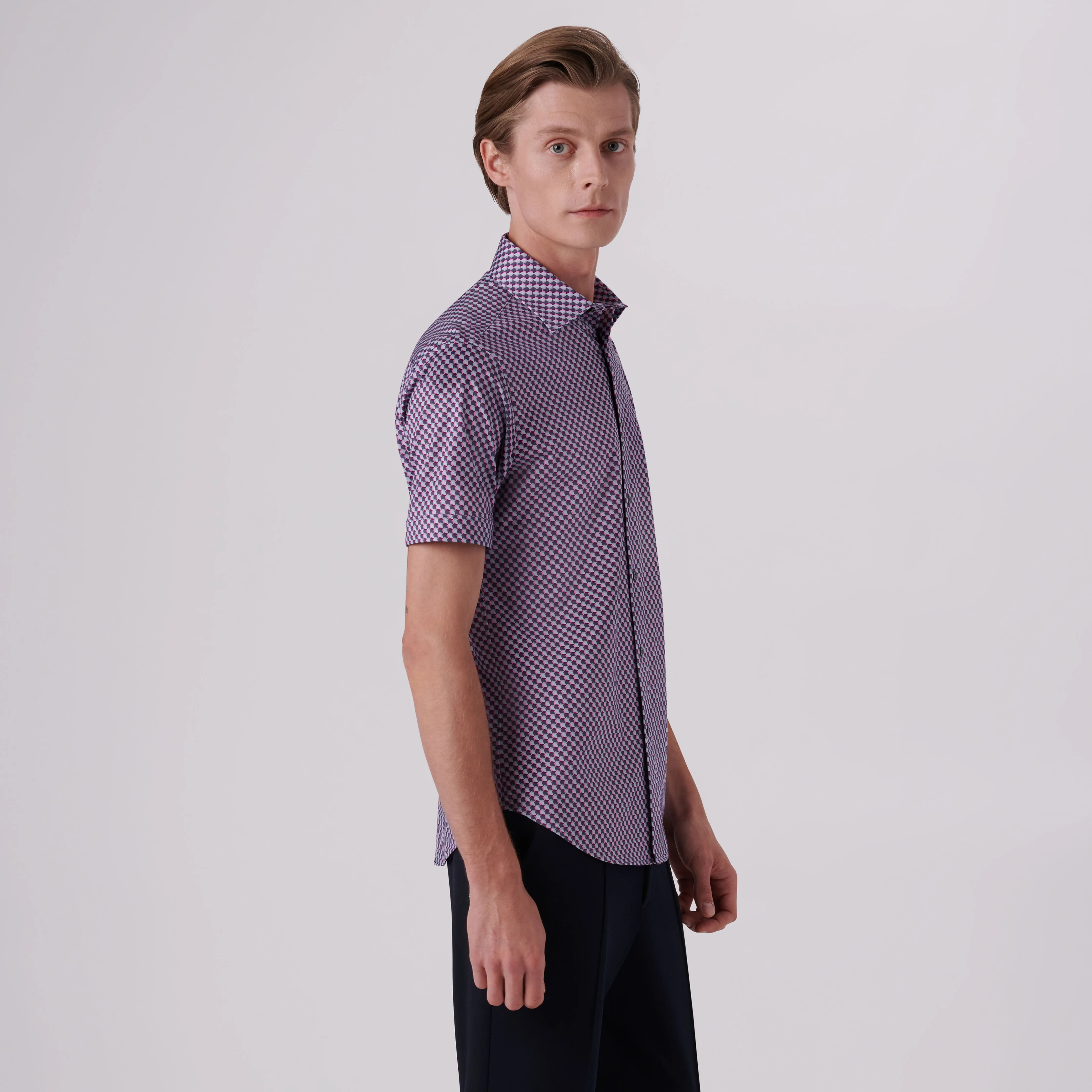 MILES Geometric Print OoohCotton Short Sleeve Shirt