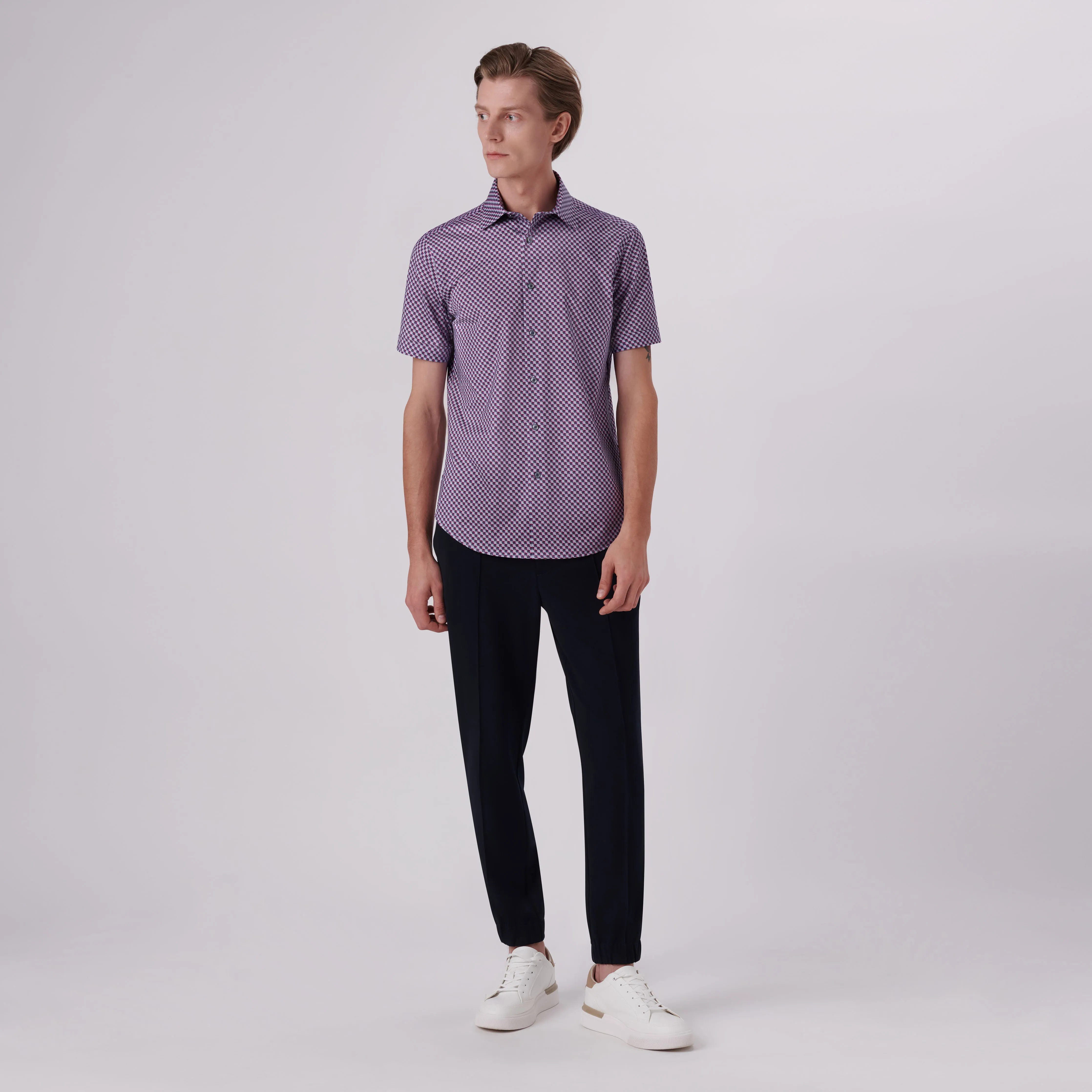 MILES Geometric Print OoohCotton Short Sleeve Shirt