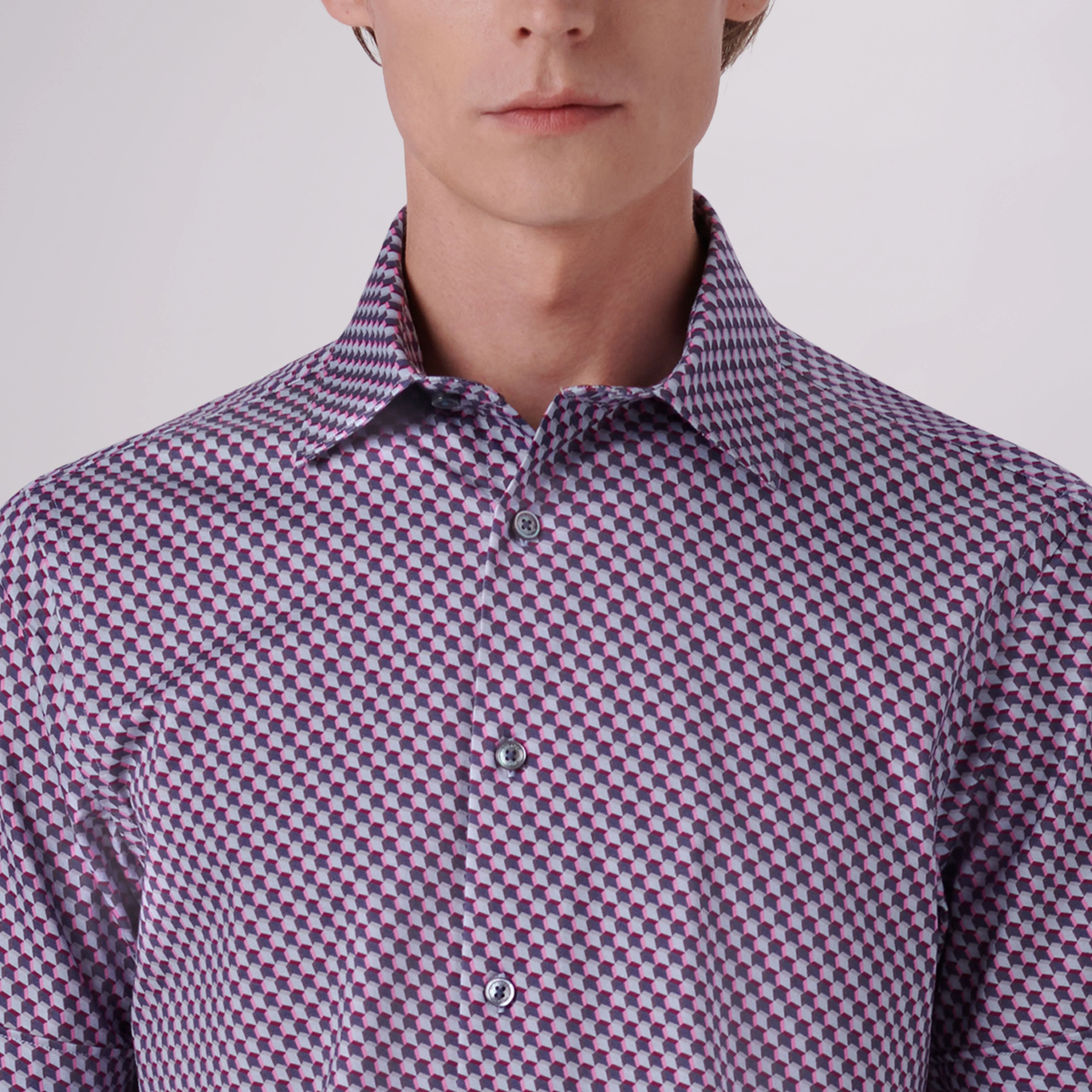 MILES Geometric Print OoohCotton Short Sleeve Shirt