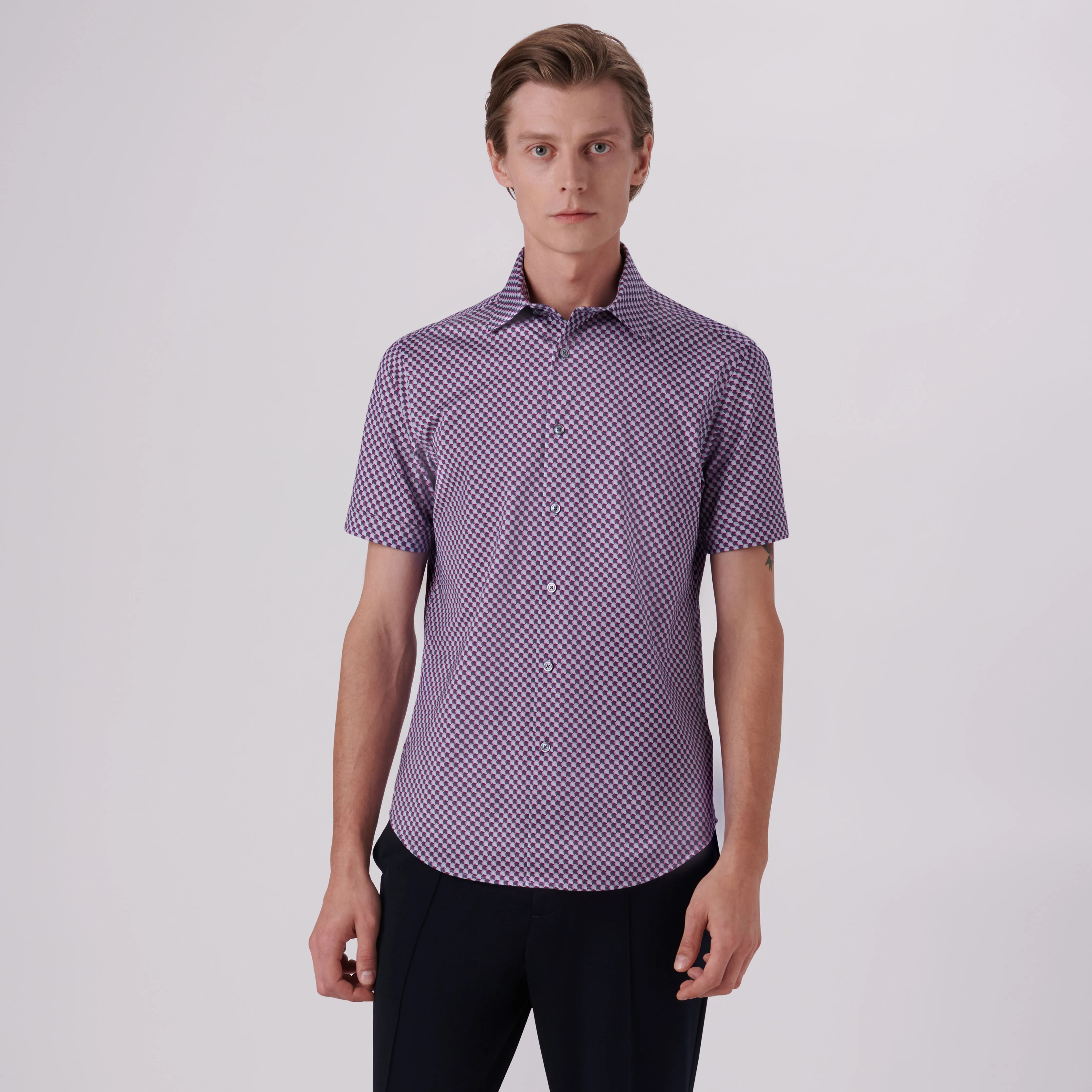 MILES Geometric Print OoohCotton Short Sleeve Shirt