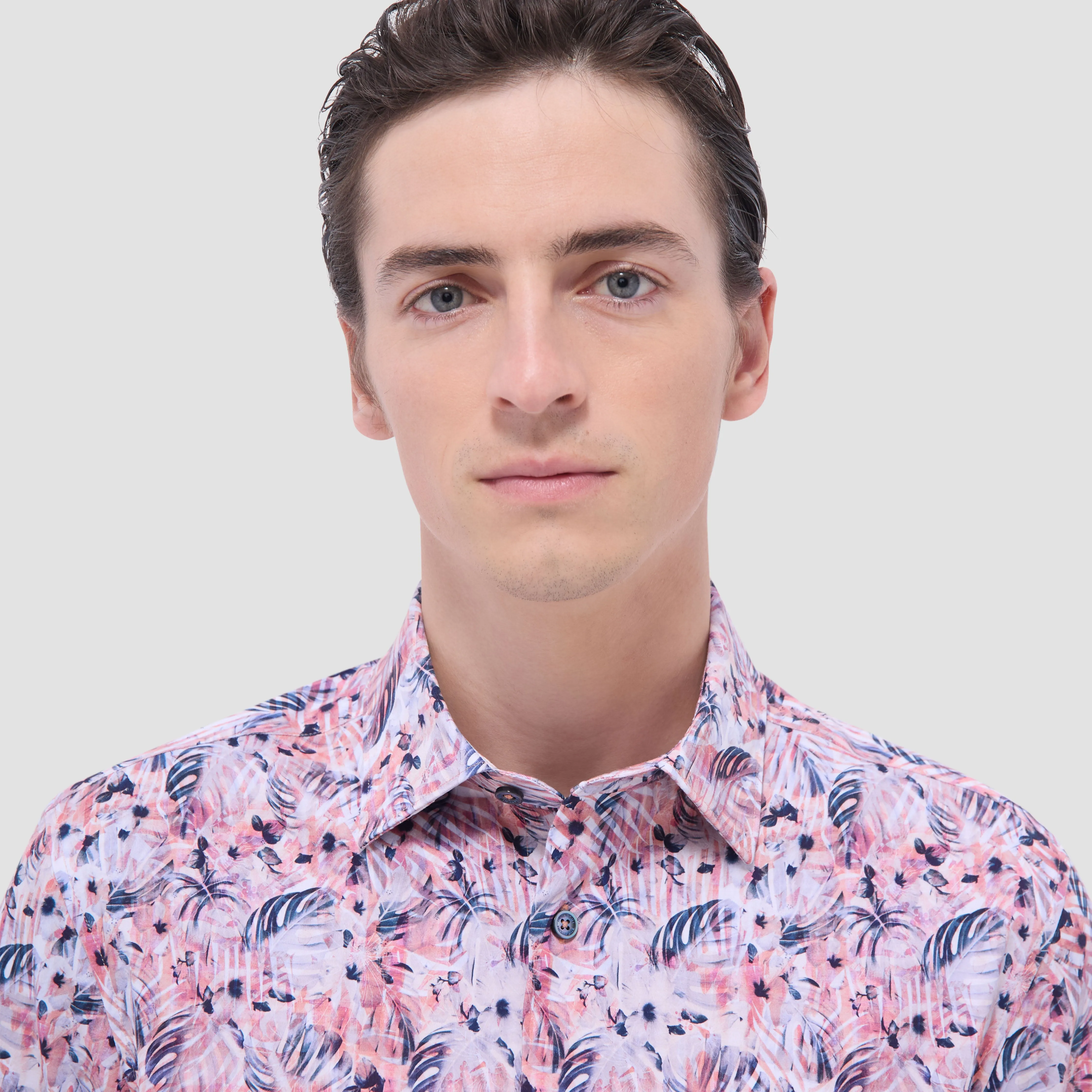 Miles Leaf Print OoohCotton Short -Sleeve Shirt