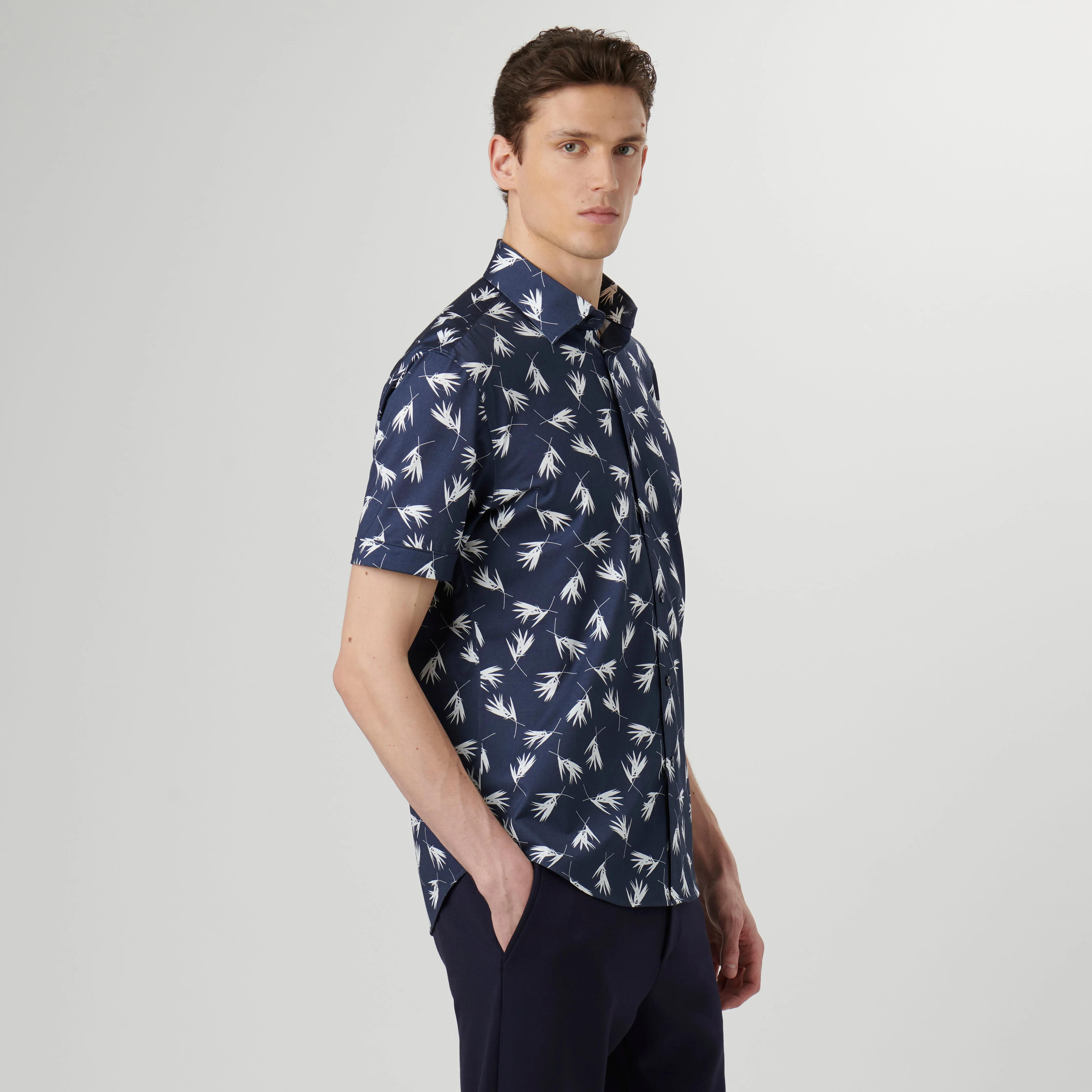 Miles Leaf Print OoohCotton Short Sleeve Shirt