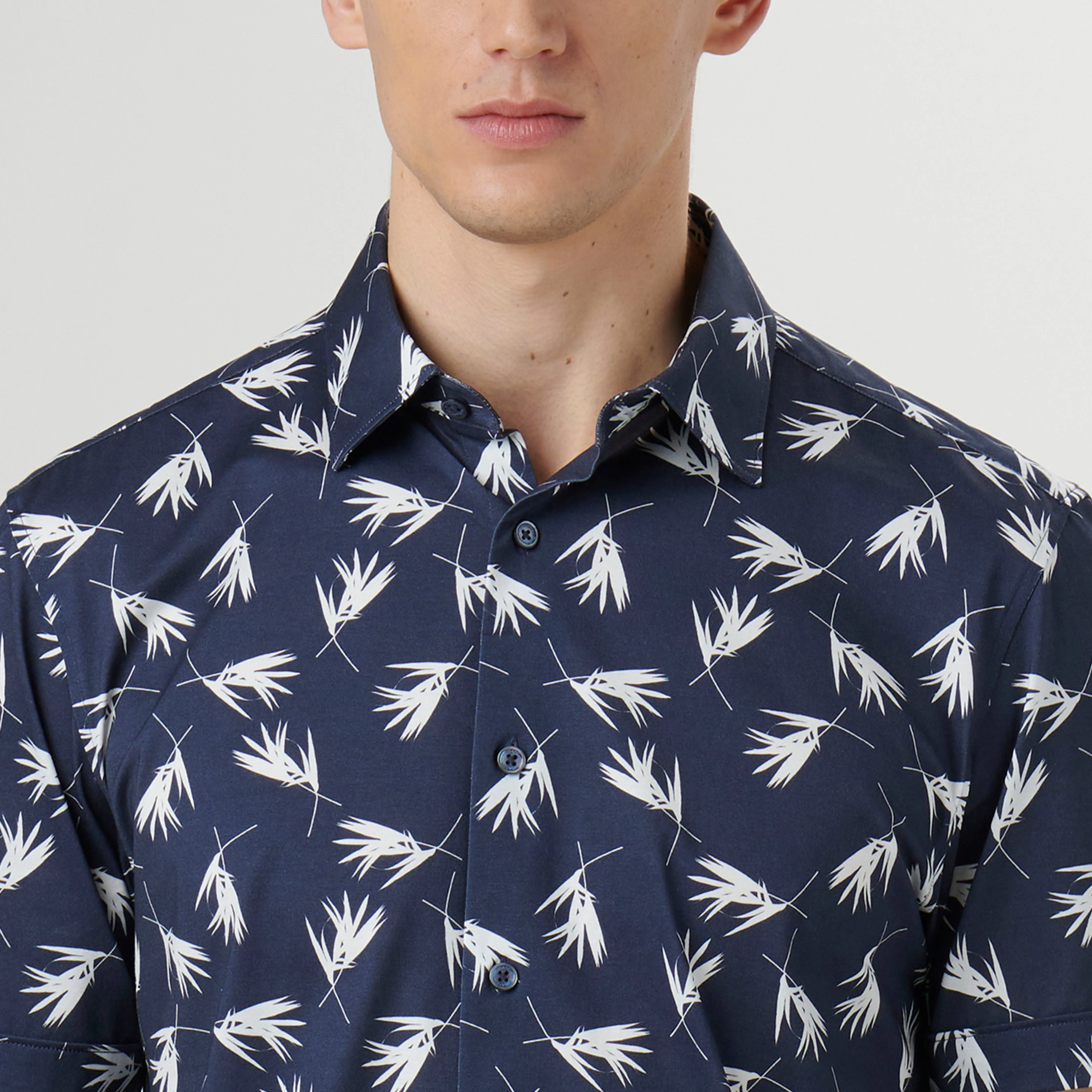 Miles Leaf Print OoohCotton Short Sleeve Shirt