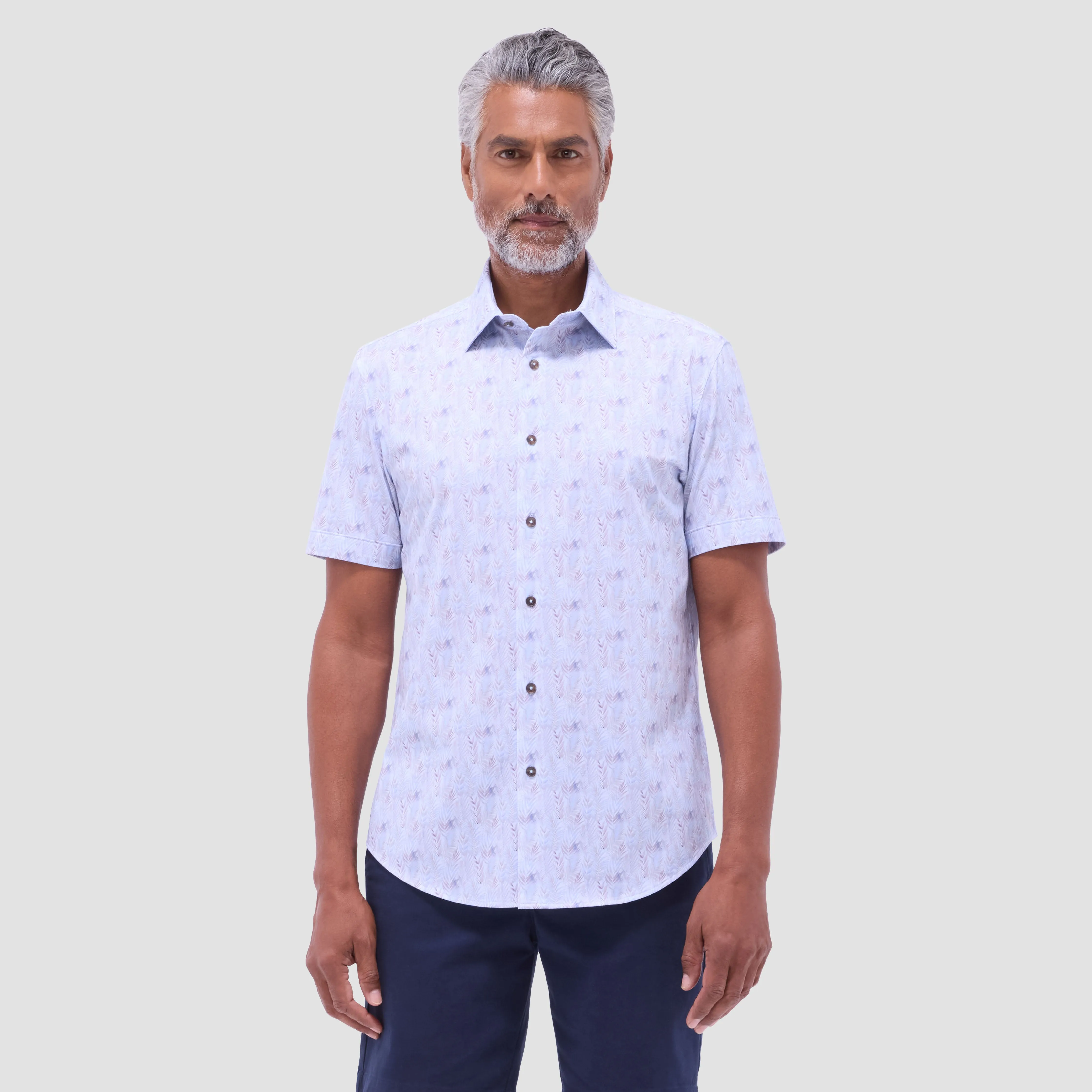 Miles Leaf Print OoohCotton Short -Sleeve Shirt