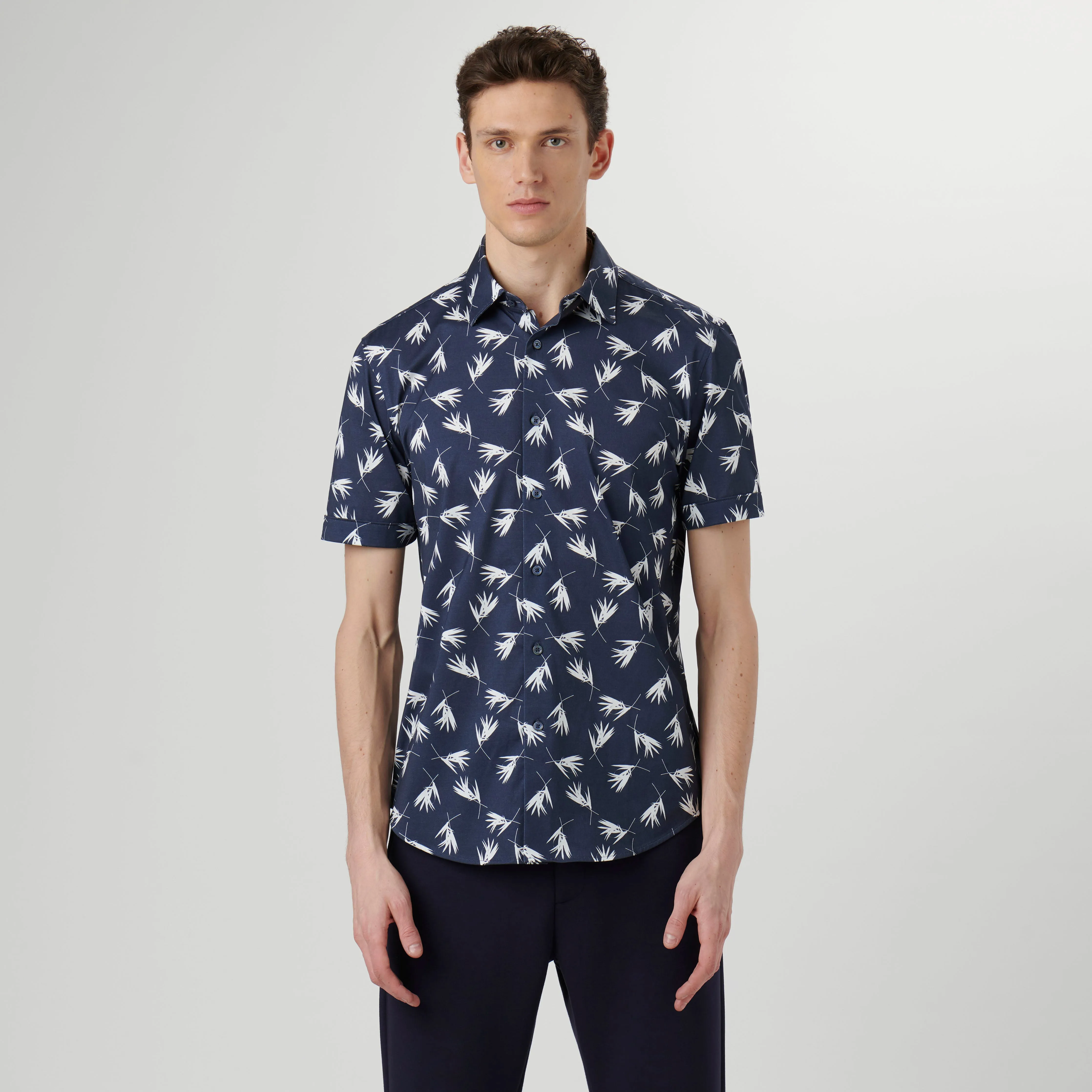 Miles Leaf Print OoohCotton Short Sleeve Shirt