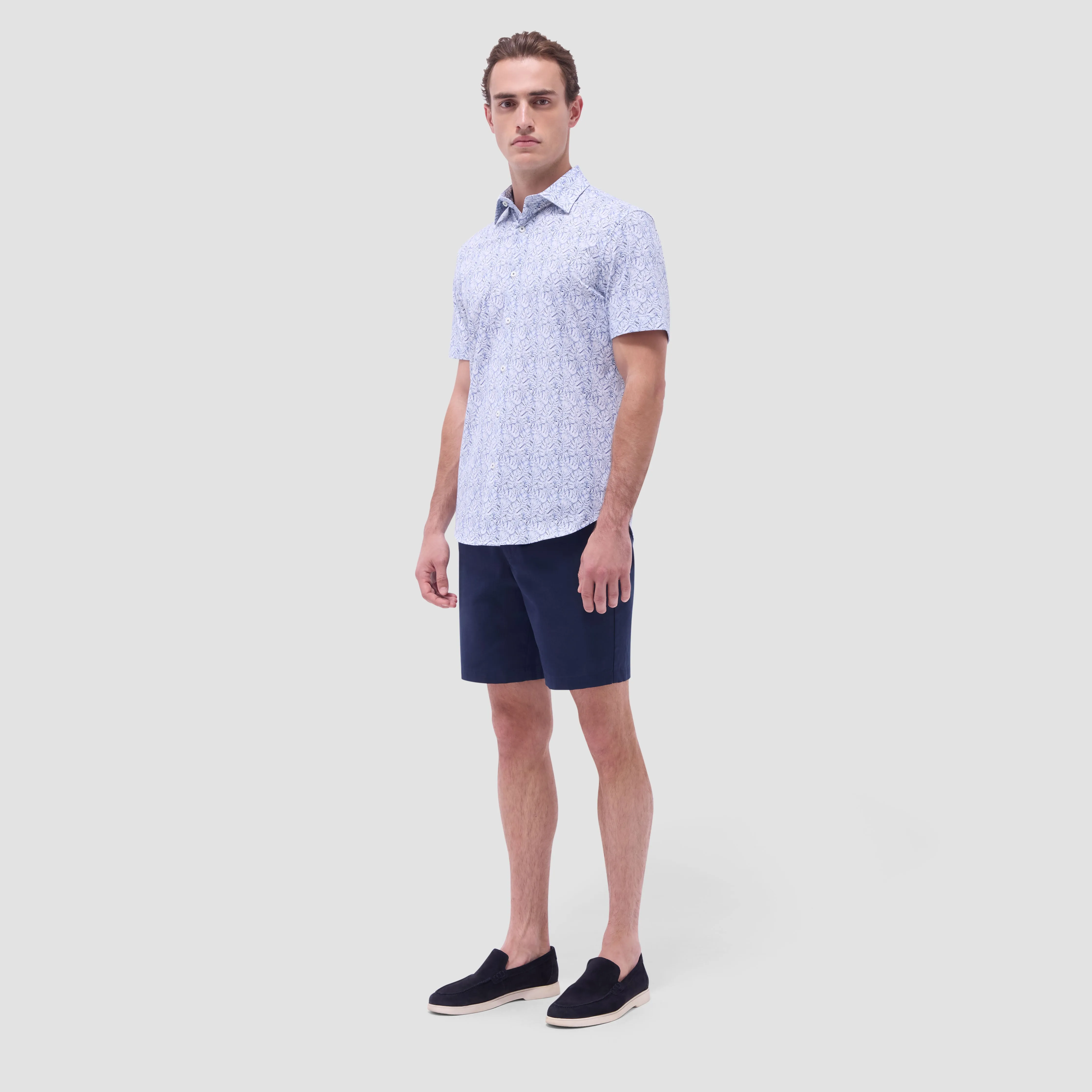 Miles Leaf Print OoohCotton Short -Sleeve Shirt