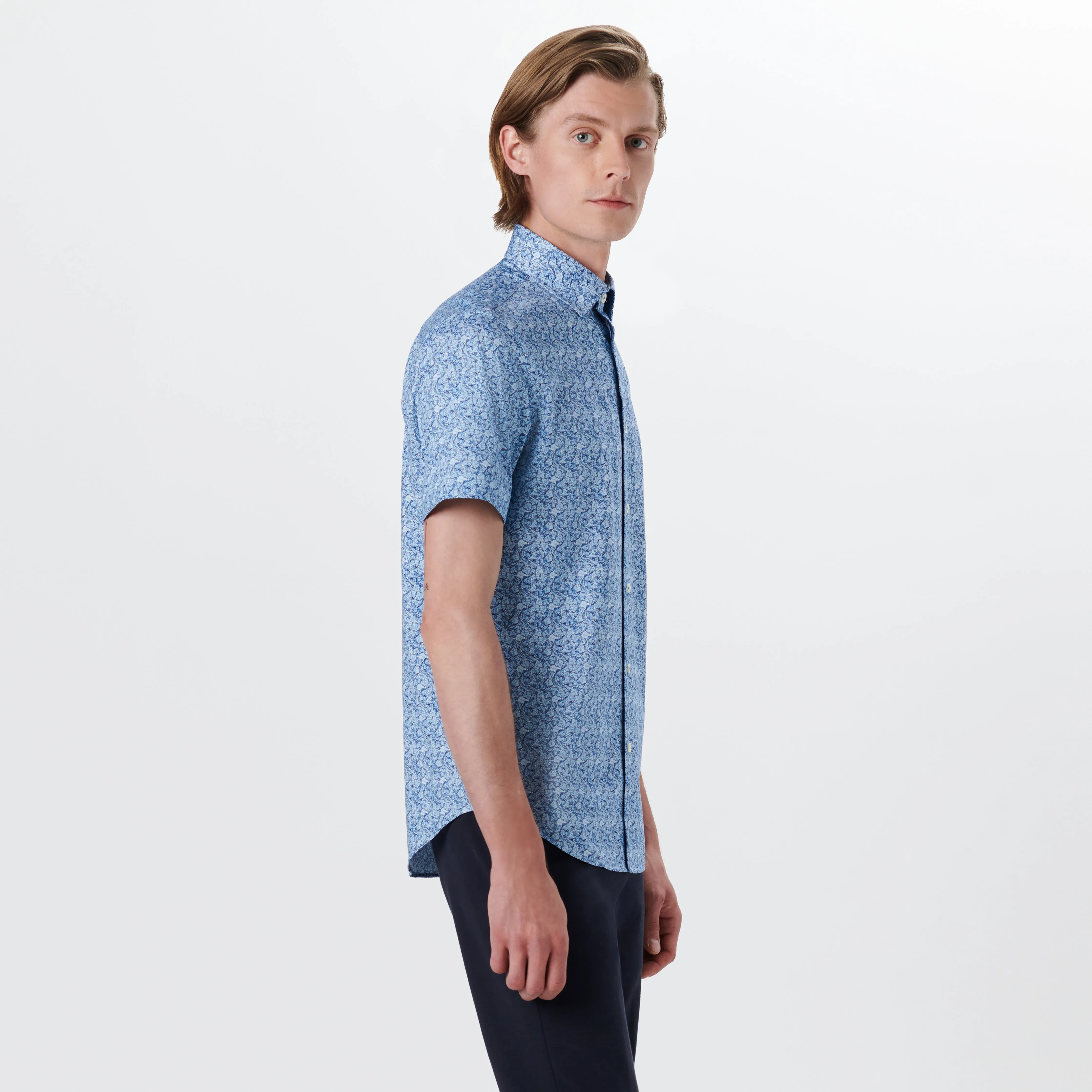 MILES Leaf Print OoohCotton Short Sleeve Shirt