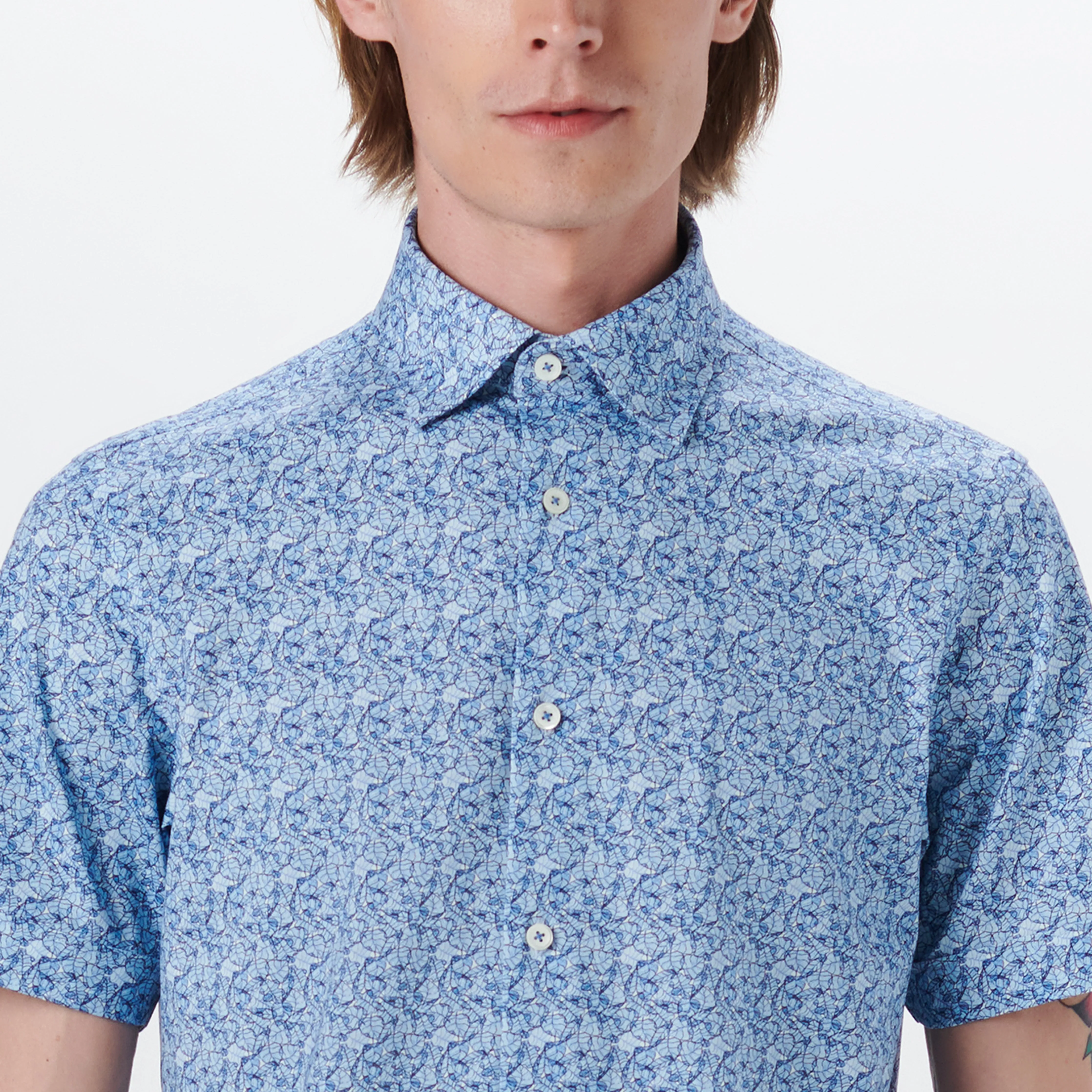 MILES Leaf Print OoohCotton Short Sleeve Shirt