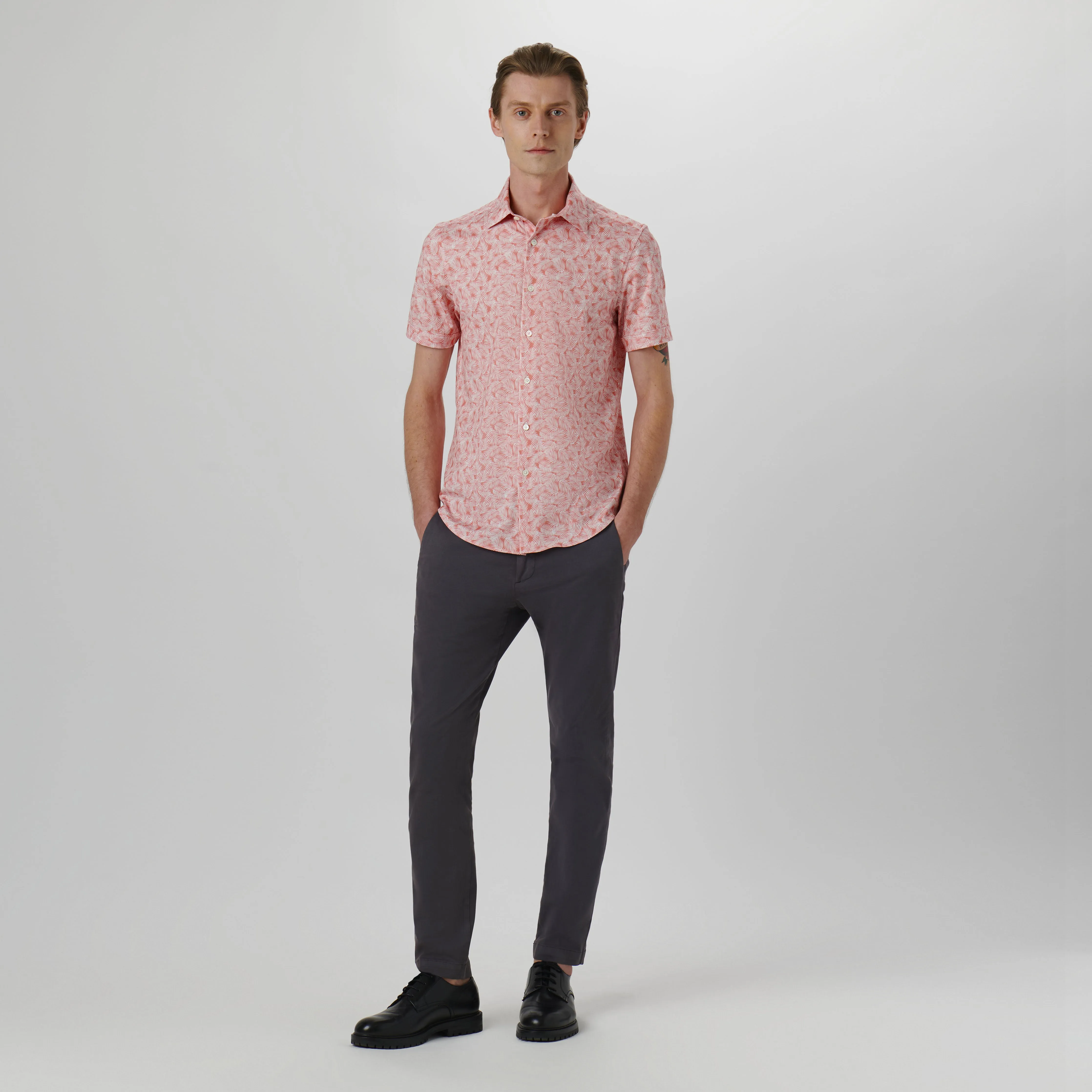 Miles Leaf Print OoohCotton Short Sleeve Shirt