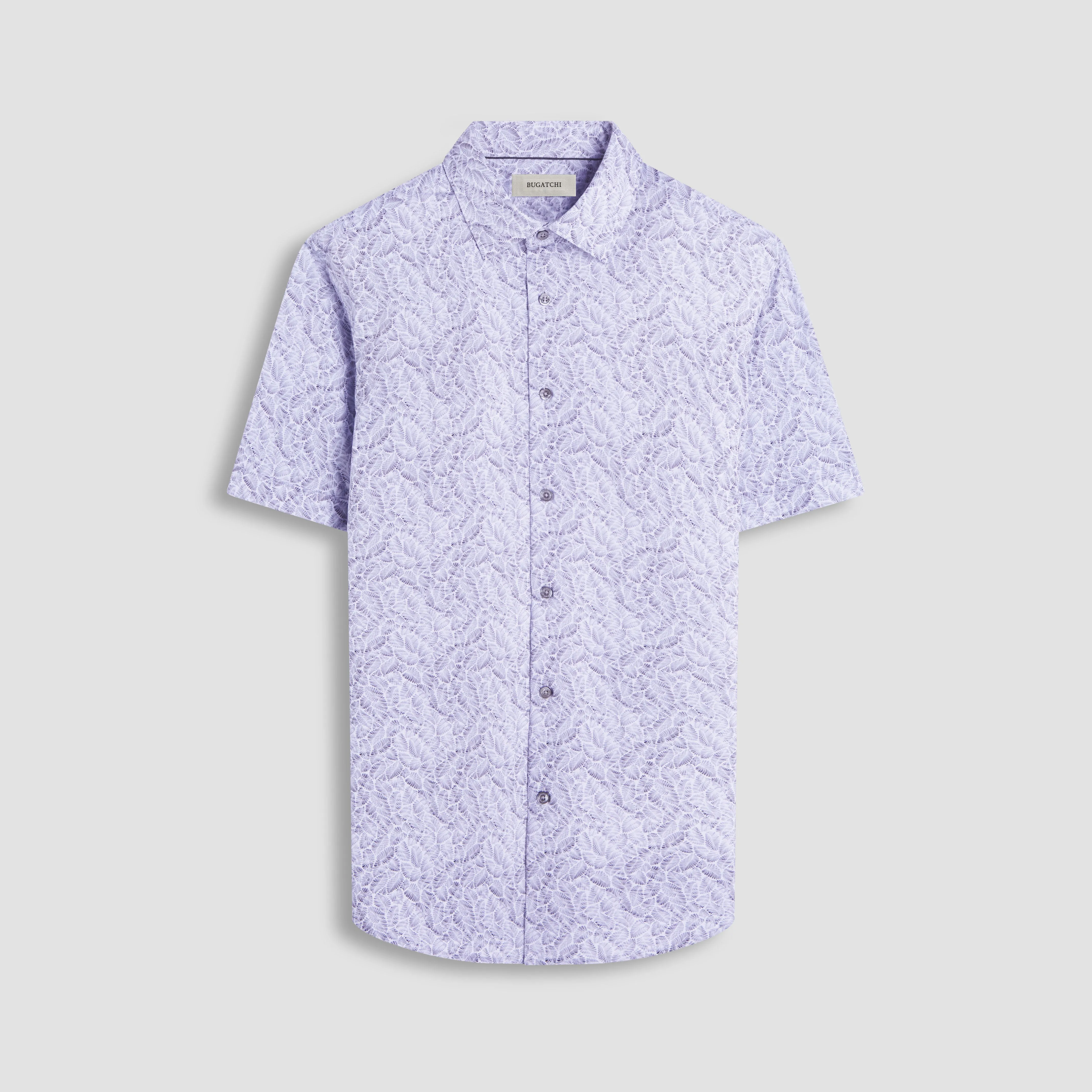 Miles Leaf Print OoohCotton Short -Sleeve Shirt