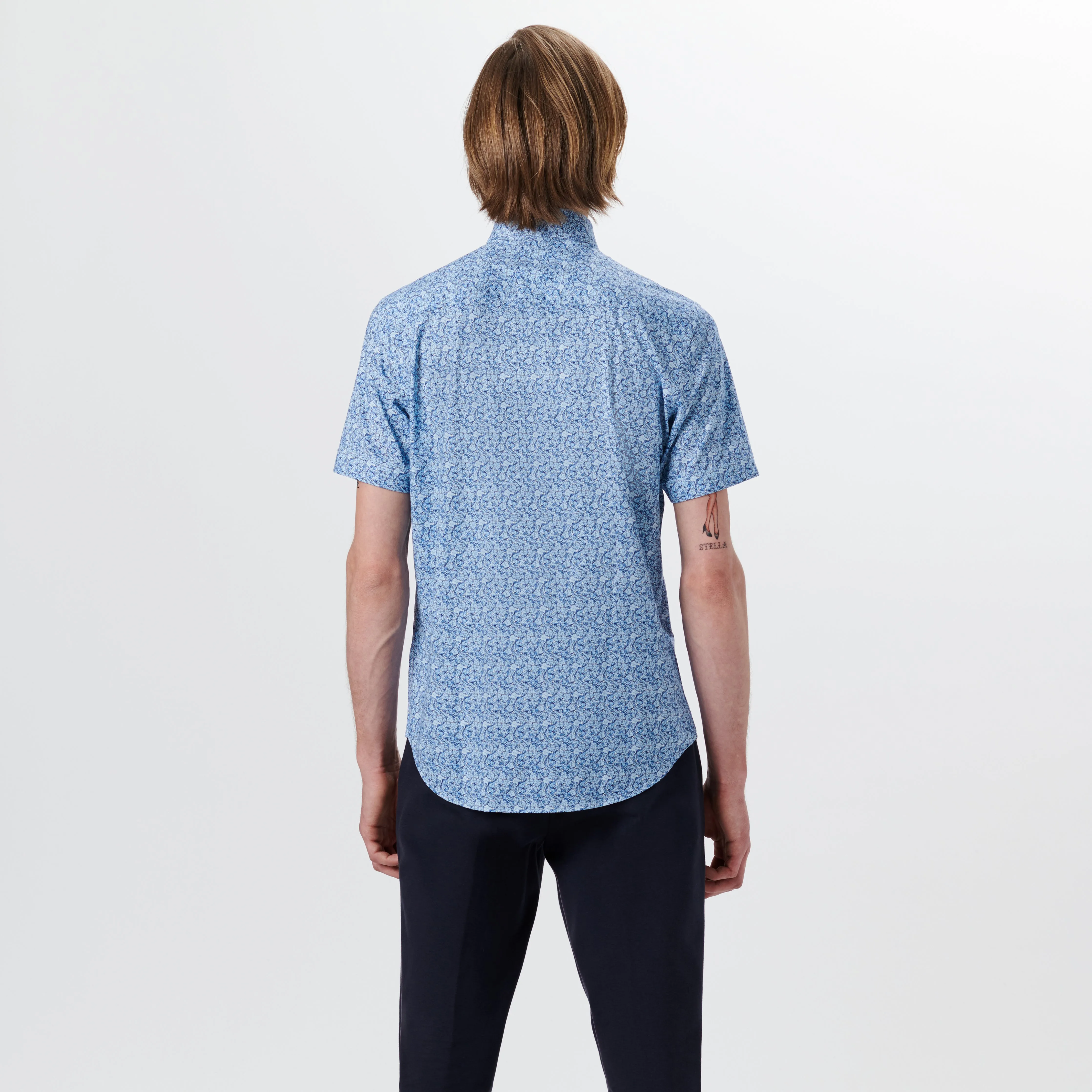 MILES Leaf Print OoohCotton Short Sleeve Shirt