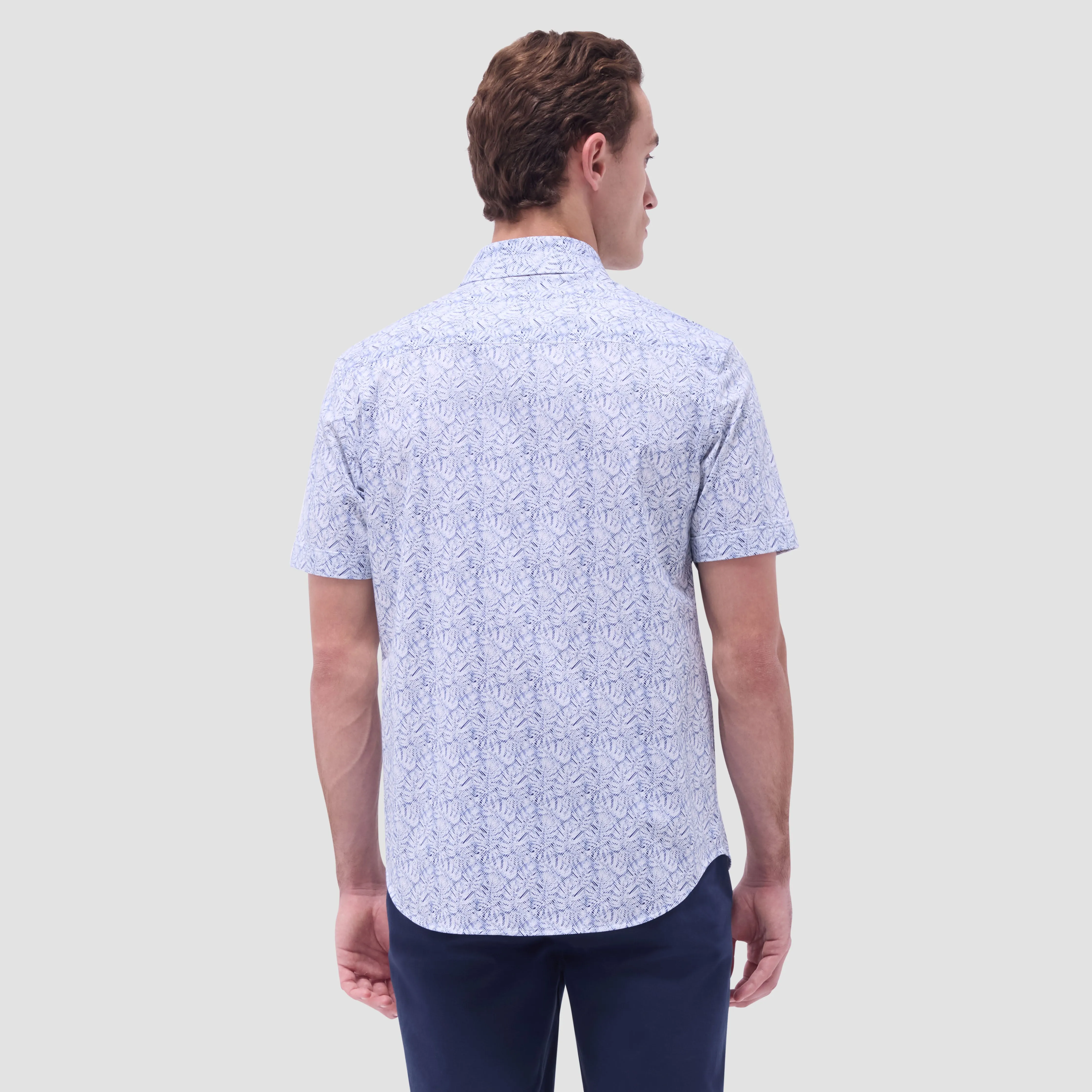 Miles Leaf Print OoohCotton Short -Sleeve Shirt