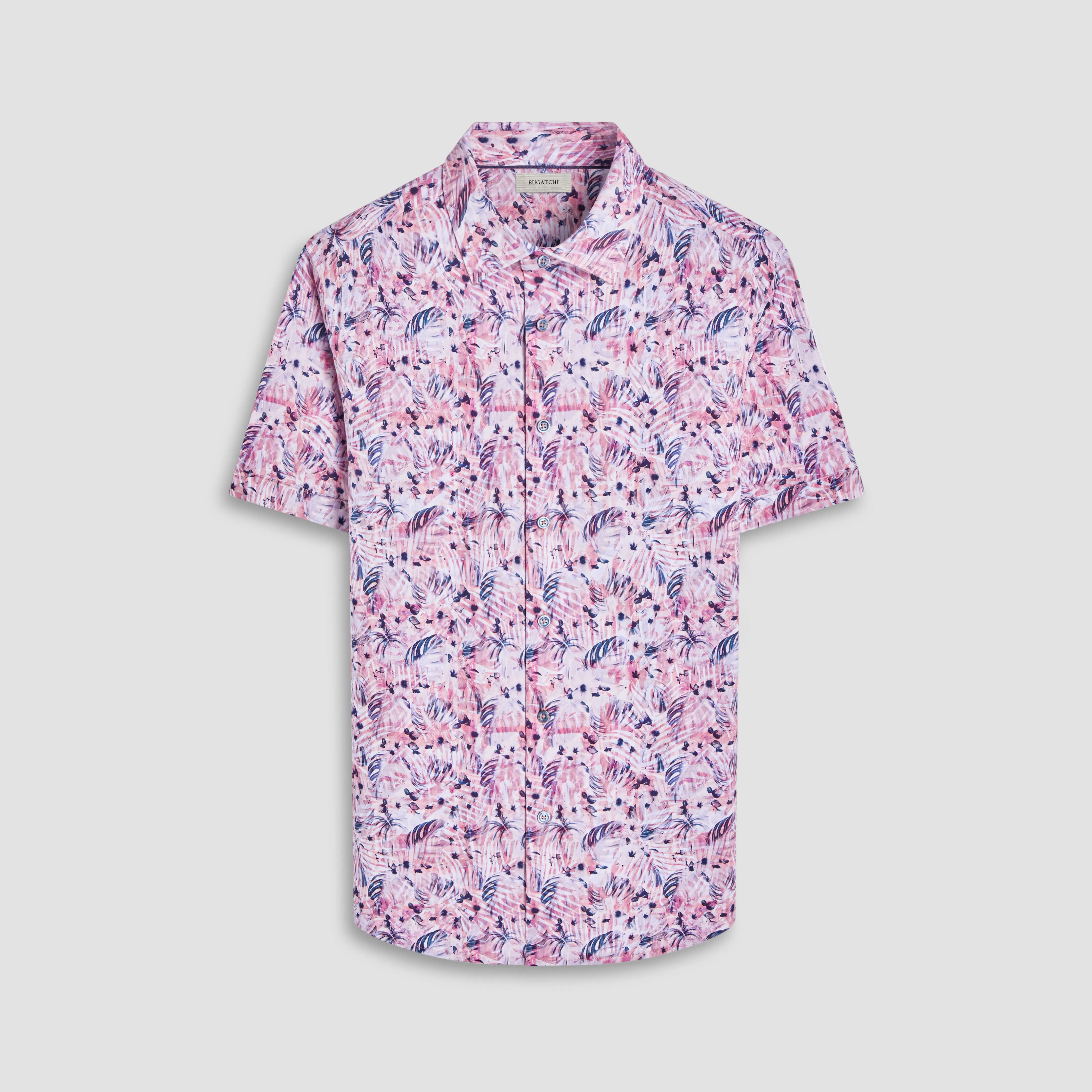 Miles Leaf Print OoohCotton Short -Sleeve Shirt