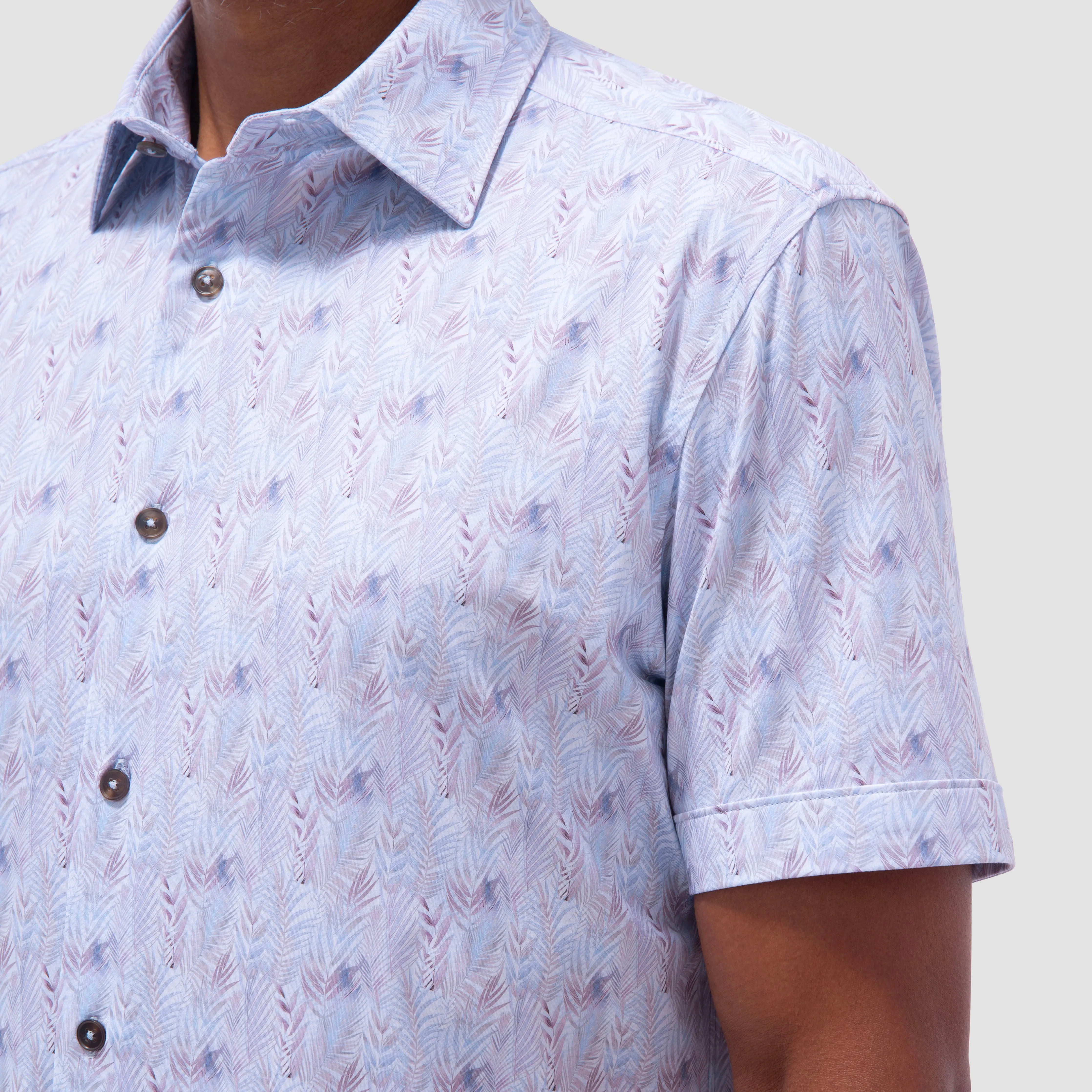Miles Leaf Print OoohCotton Short -Sleeve Shirt