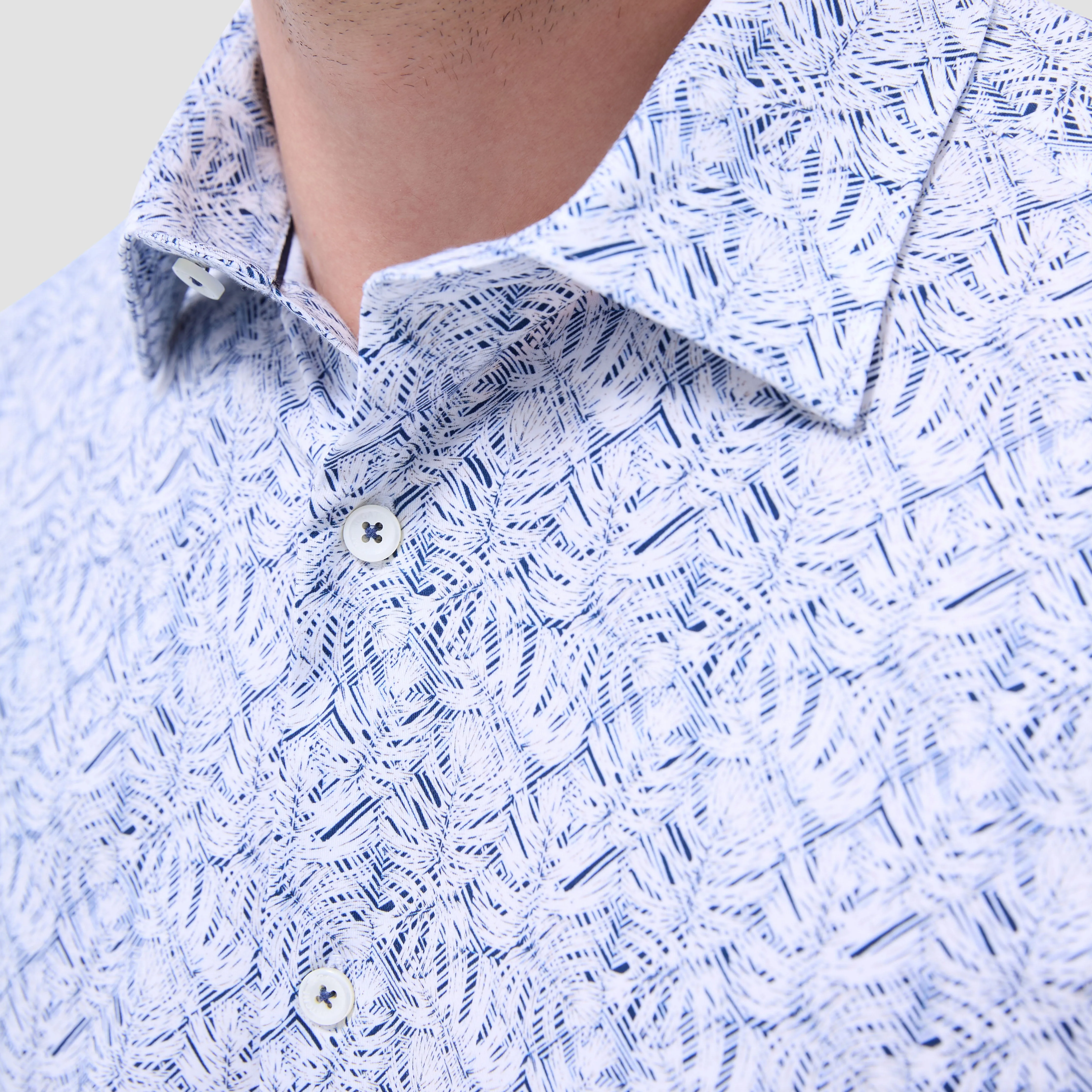 Miles Leaf Print OoohCotton Short -Sleeve Shirt