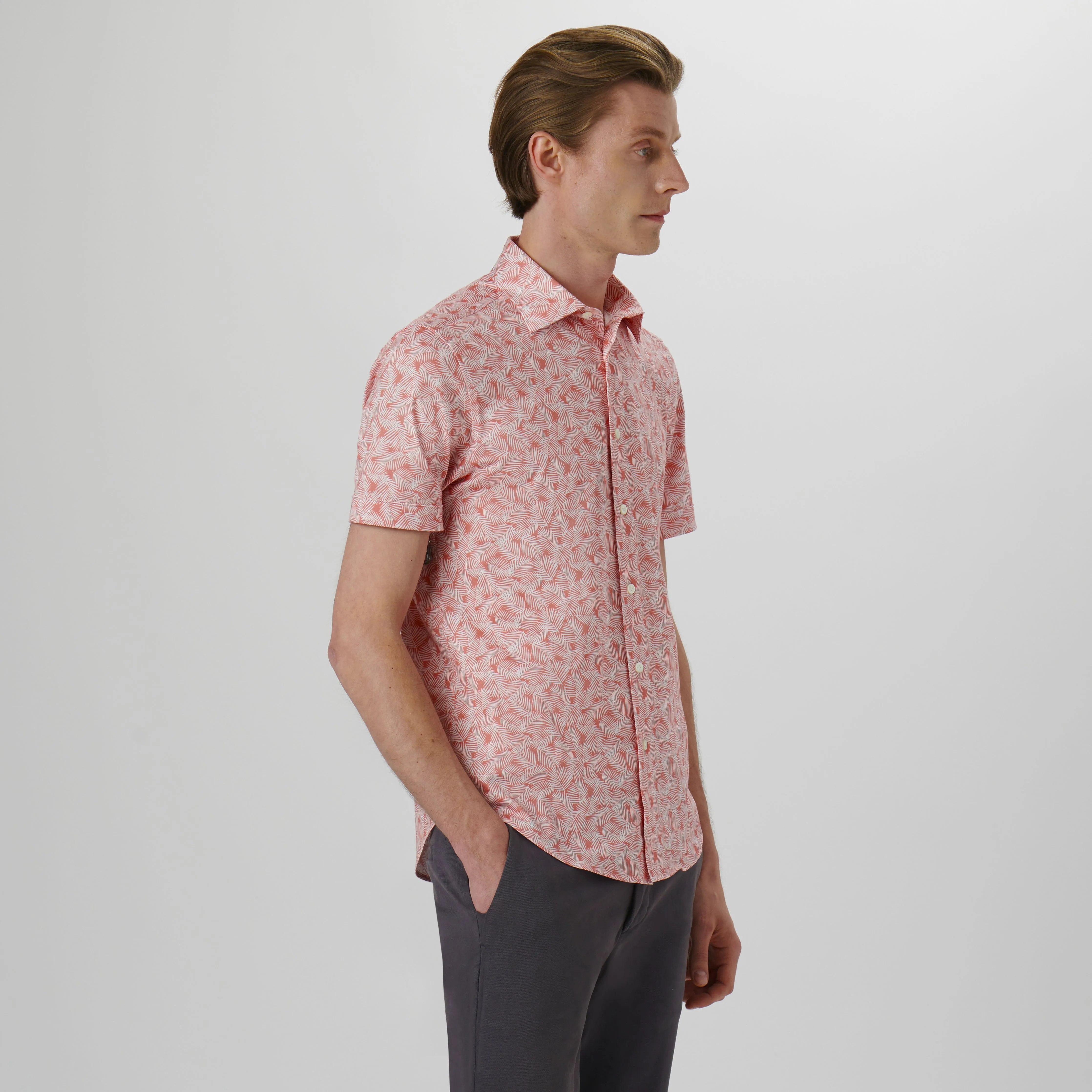 Miles Leaf Print OoohCotton Short Sleeve Shirt