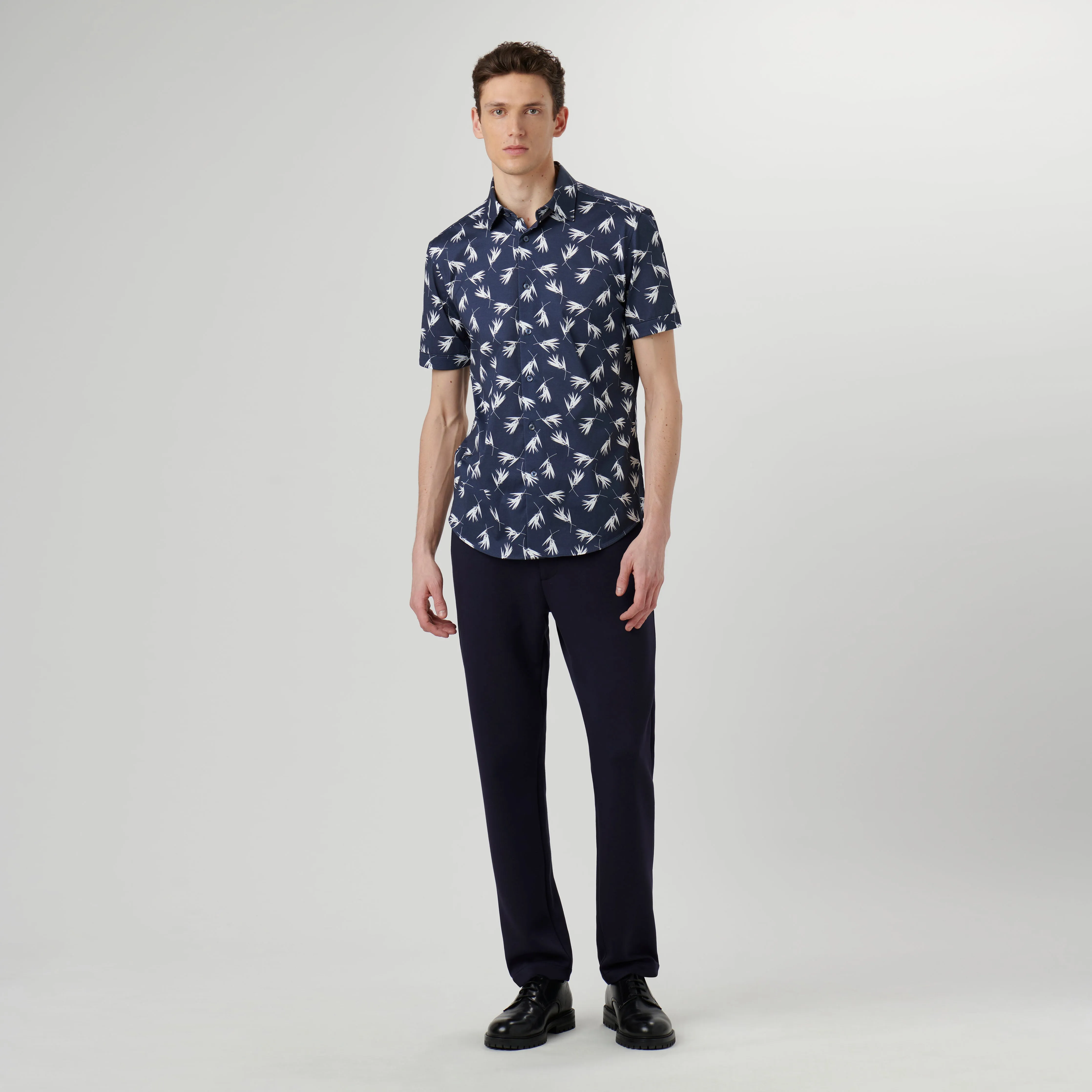 Miles Leaf Print OoohCotton Short Sleeve Shirt