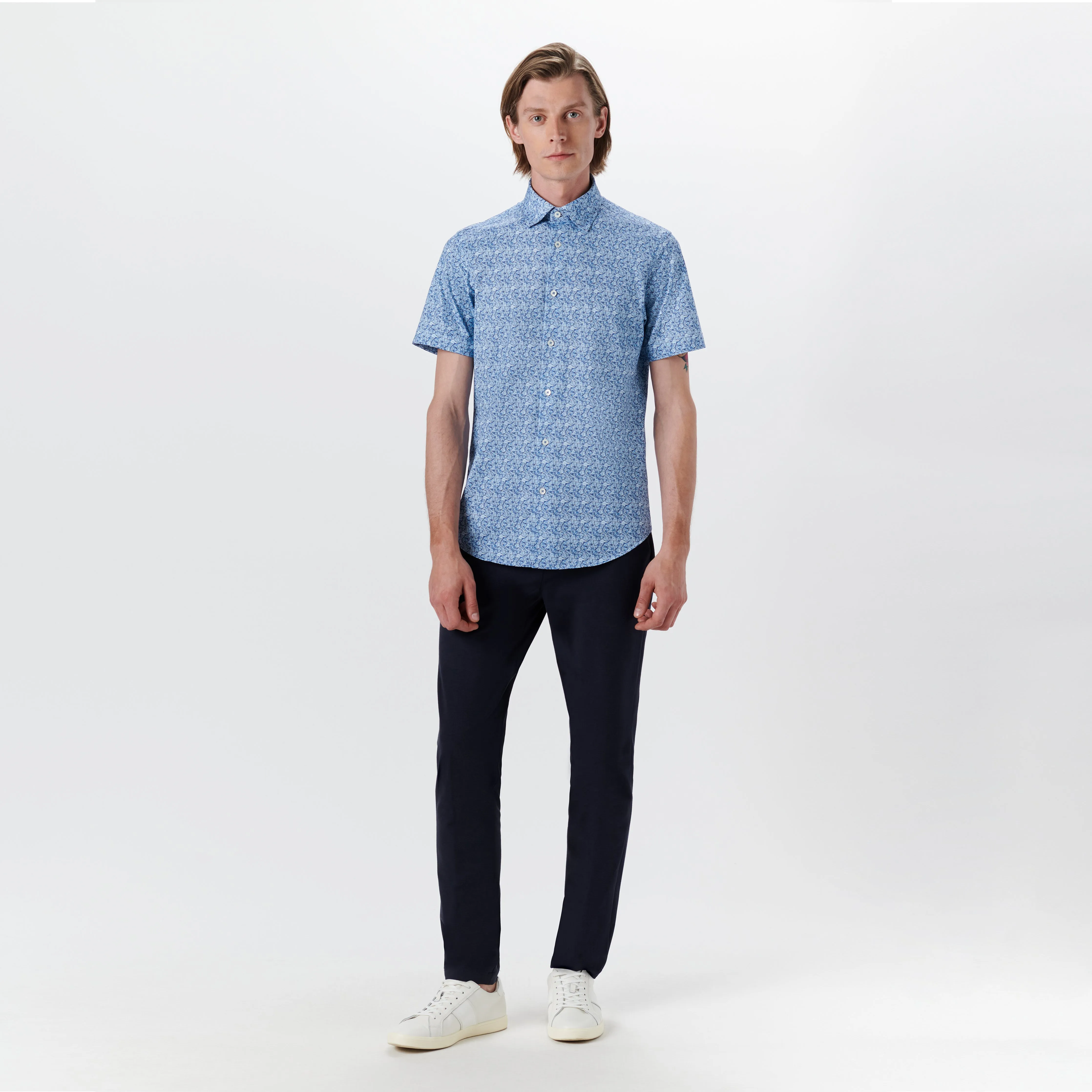 MILES Leaf Print OoohCotton Short Sleeve Shirt
