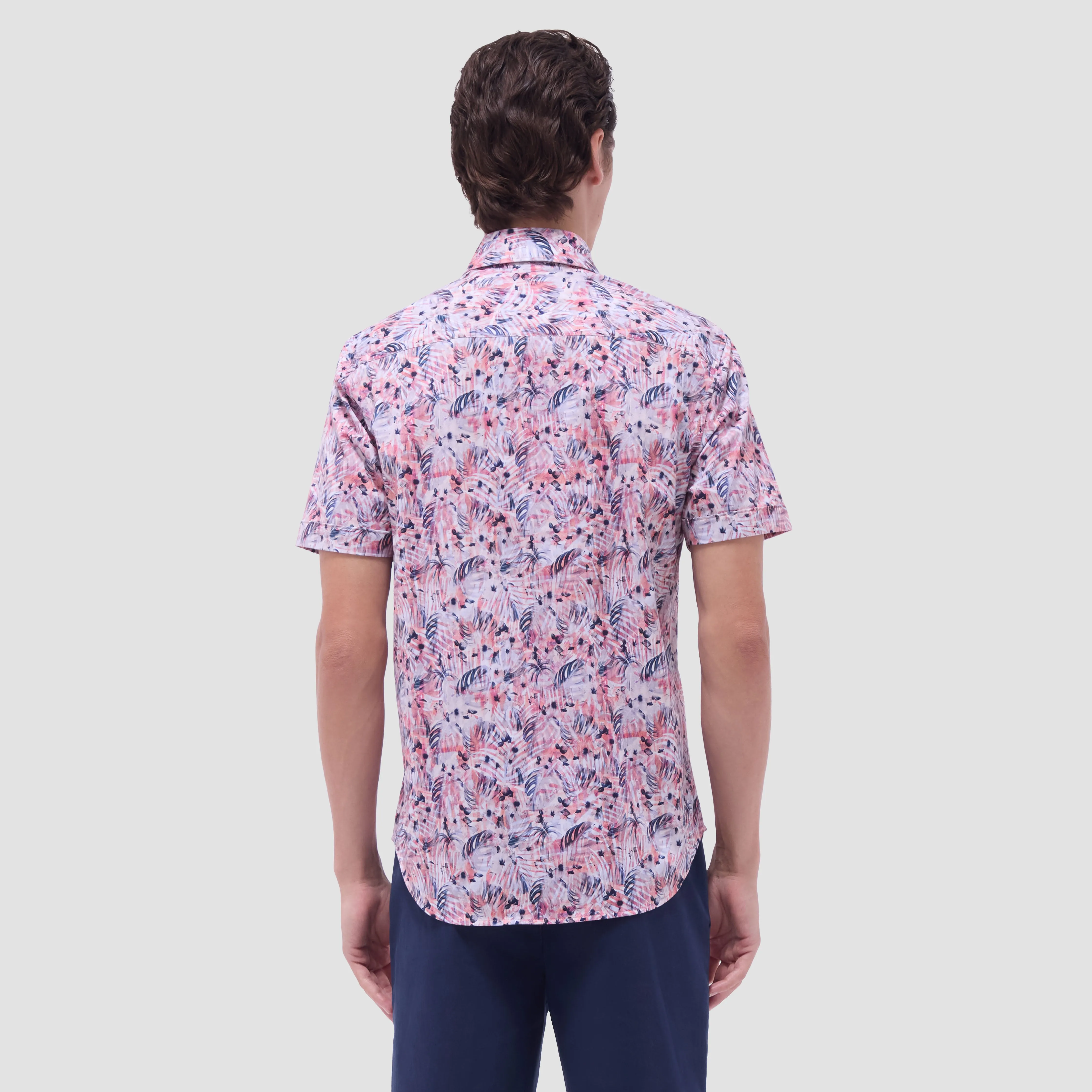 Miles Leaf Print OoohCotton Short -Sleeve Shirt