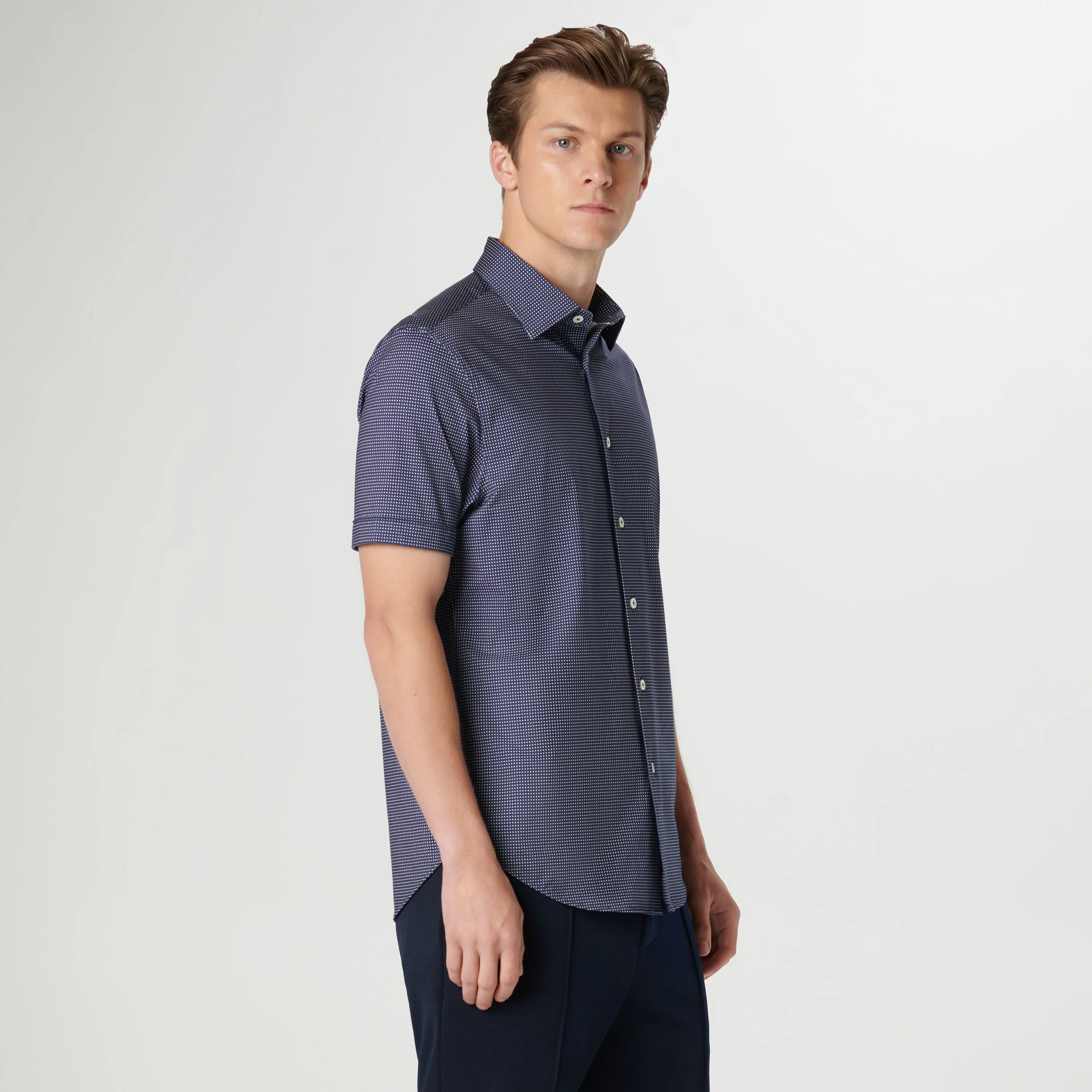 Miles Pin Dot OoohCotton Short Sleeve Shirt