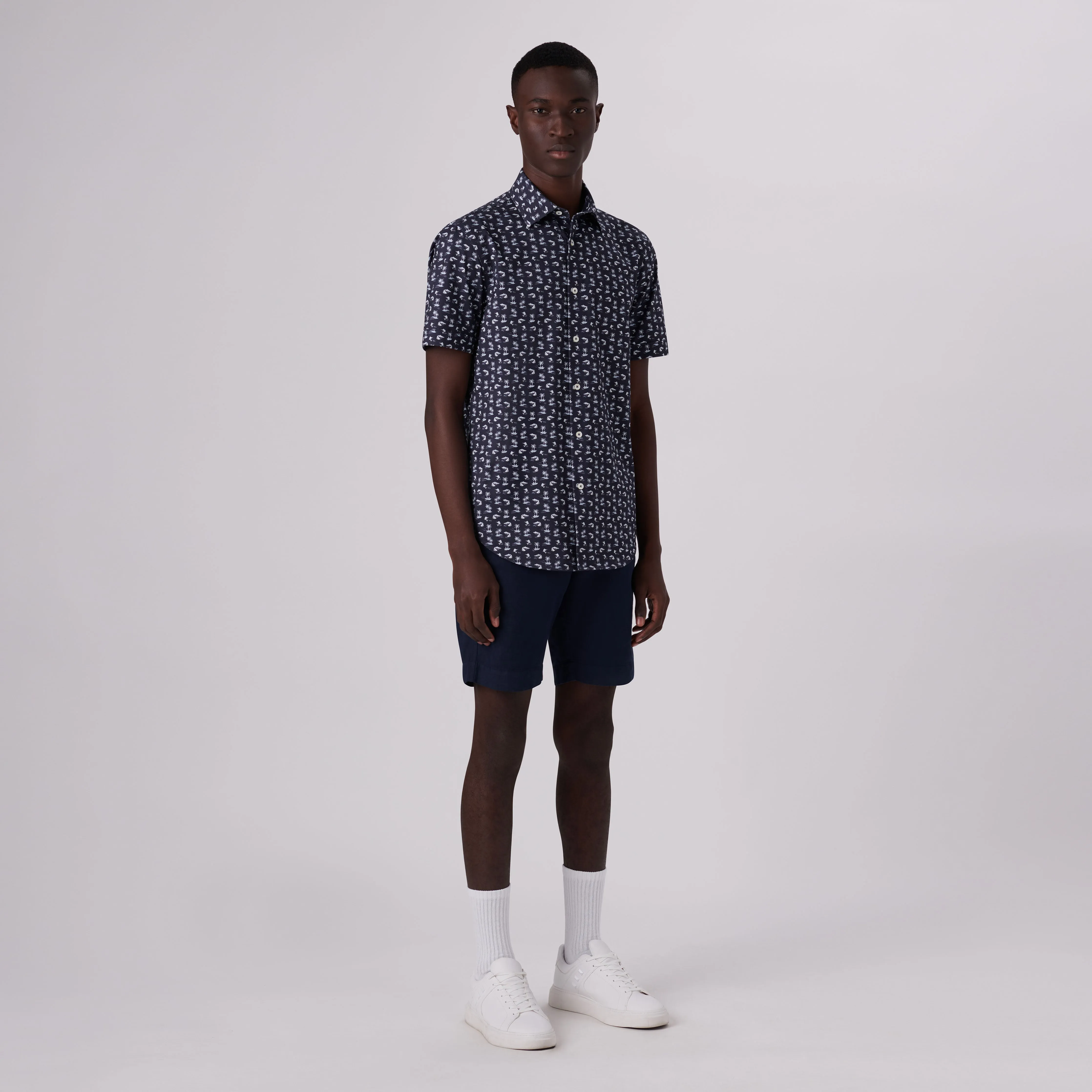 Miles Tropical Print OoohCotton Short Sleeve Shirt