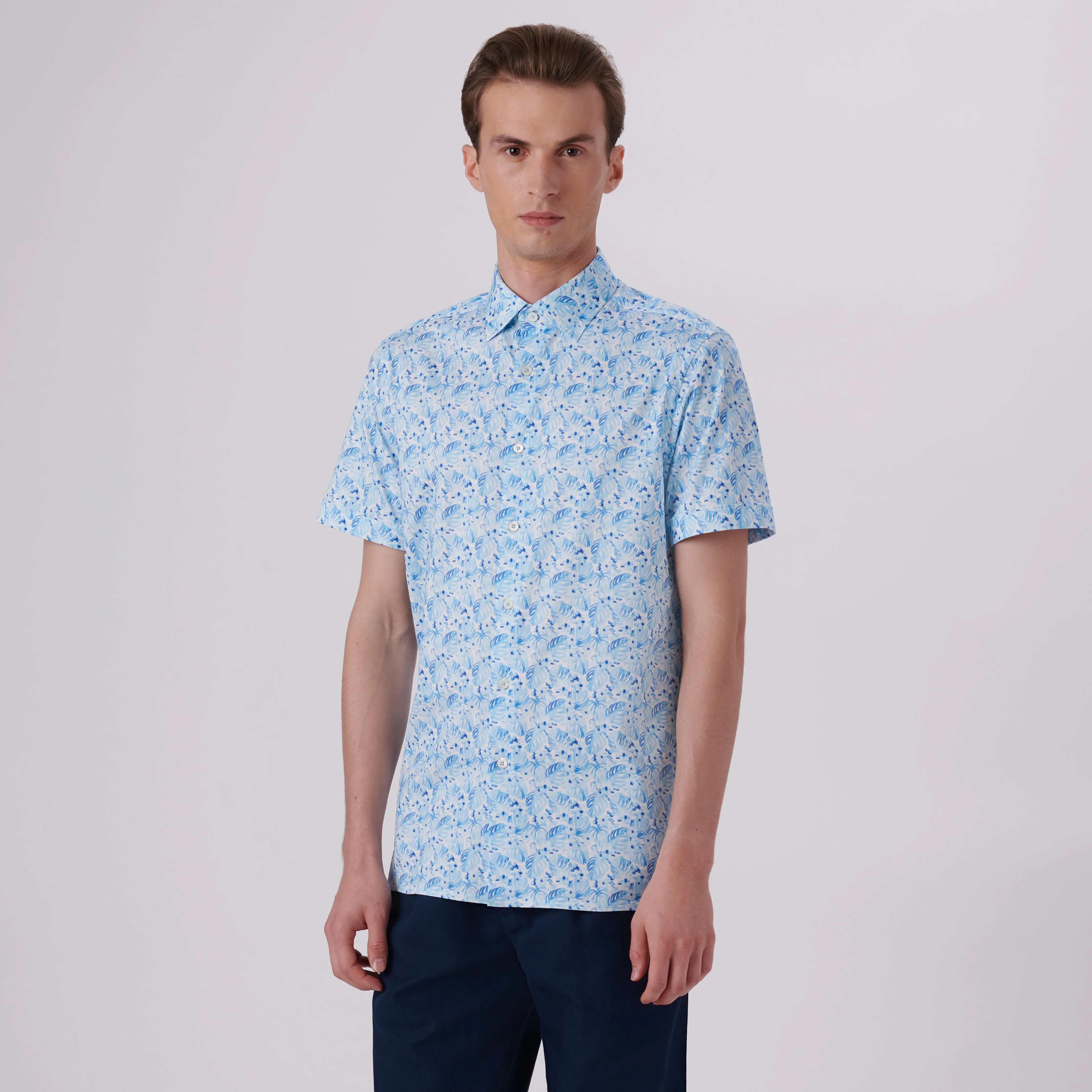 Milo Leaf Print OoohCotton Short Sleeve Shirt