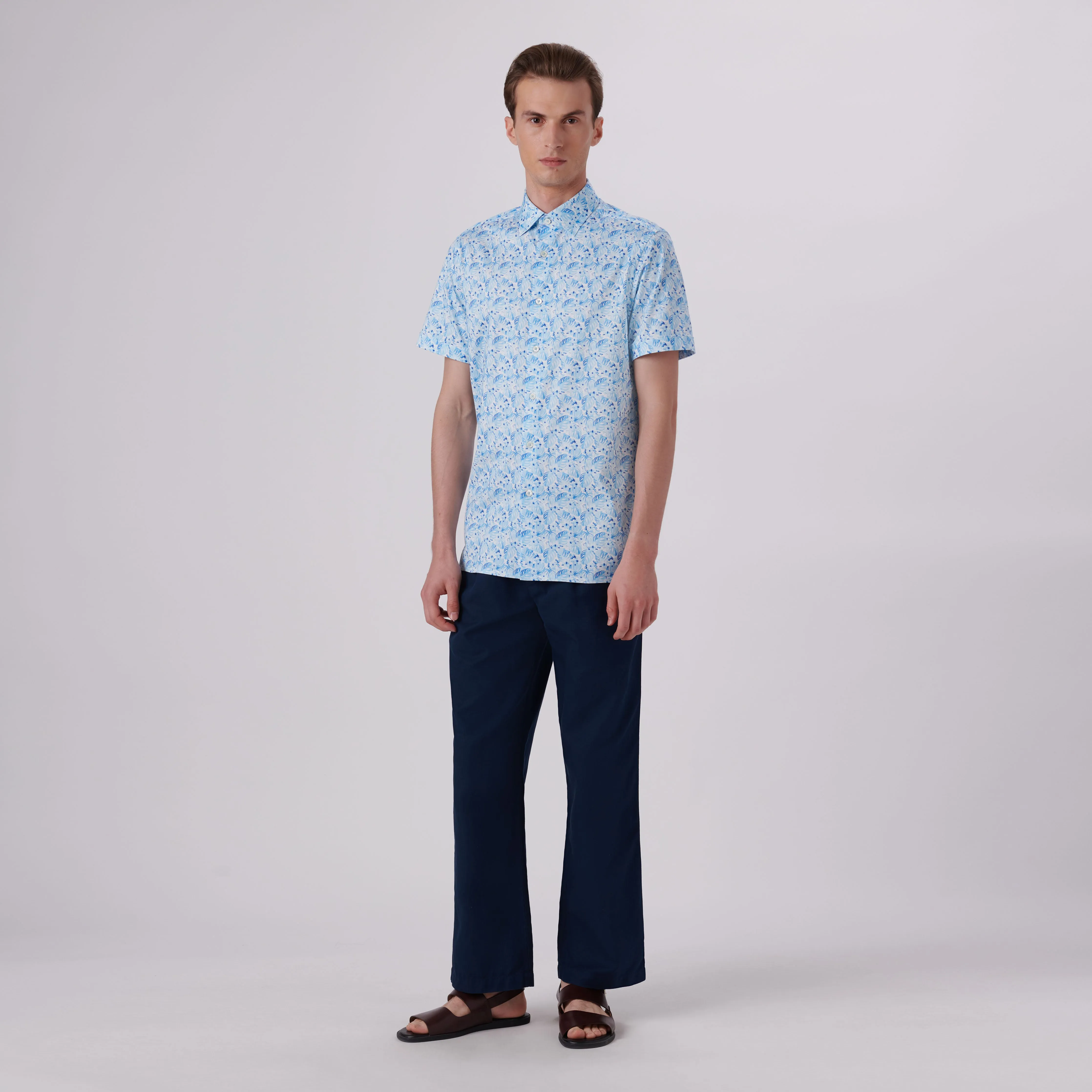 Milo Leaf Print OoohCotton Short Sleeve Shirt