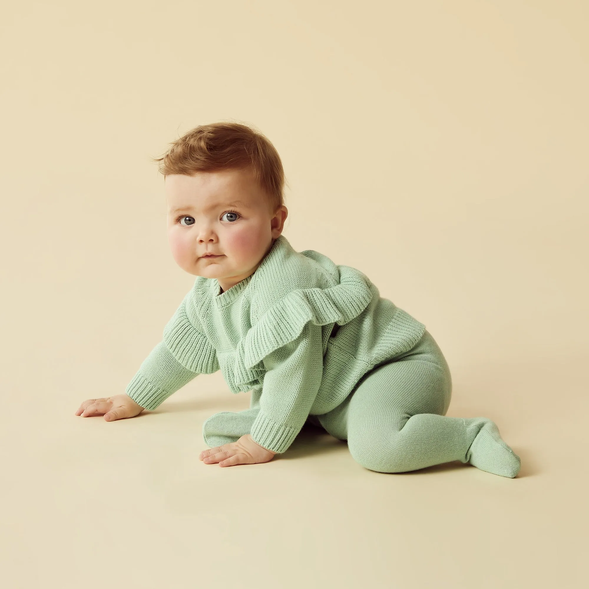 Mint Green Knitted Ruffle Jumper