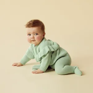 Mint Green Knitted Ruffle Jumper