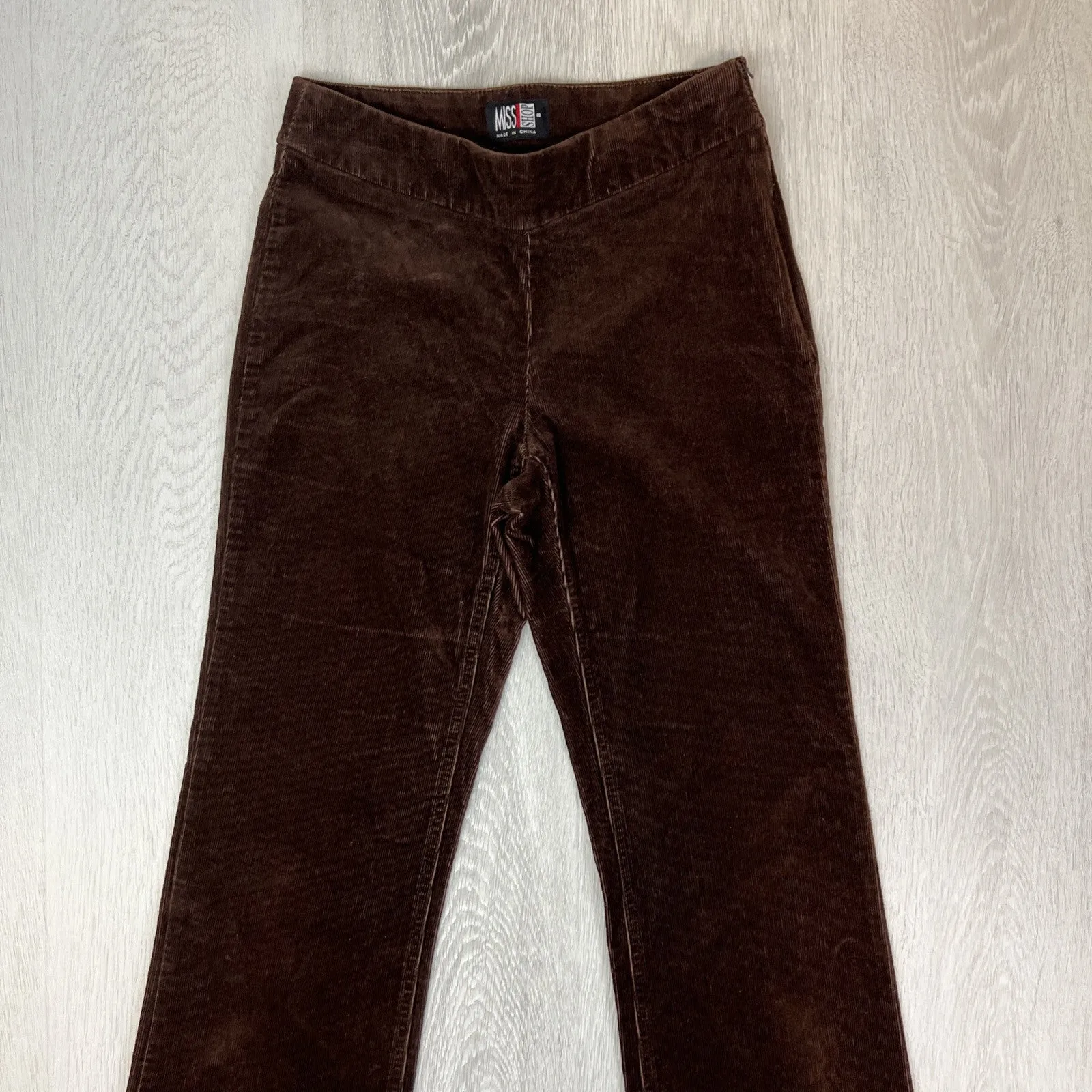Miss Shop Womens Brown Corduroy Straight Pants Size 8