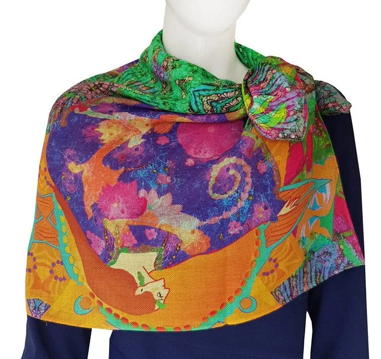 Mist and Moonshine Wool Scarf 90cm x 90cm