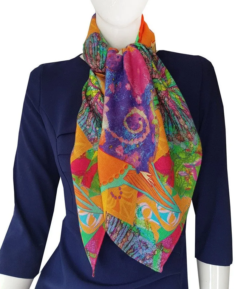 Mist and Moonshine Wool Scarf 90cm x 90cm