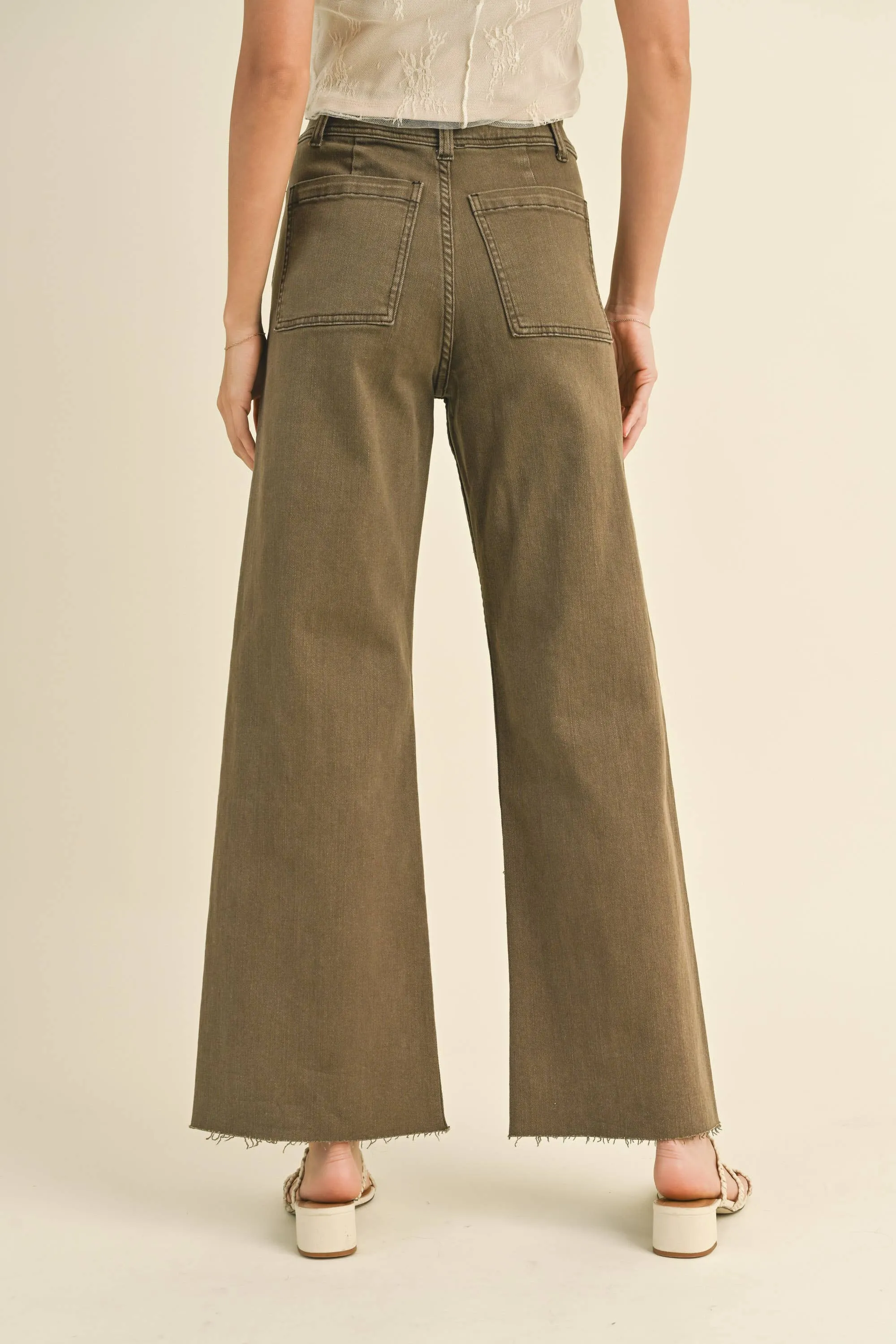 MMP1913 STRAIGHT WIDE LEG PANTS WITH FRONT POCKET: S / RASPBERRY