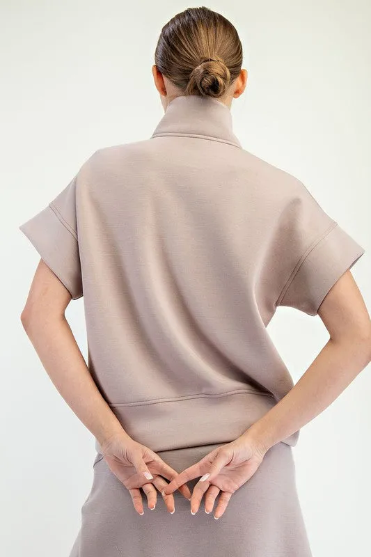 MODAL SCUBA QUARTER ZIP SHORT SLEEVE TOP