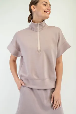 MODAL SCUBA QUARTER ZIP SHORT SLEEVE TOP